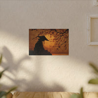 Serene Silhouette of Contemplation | Asian-Inspired Artwork