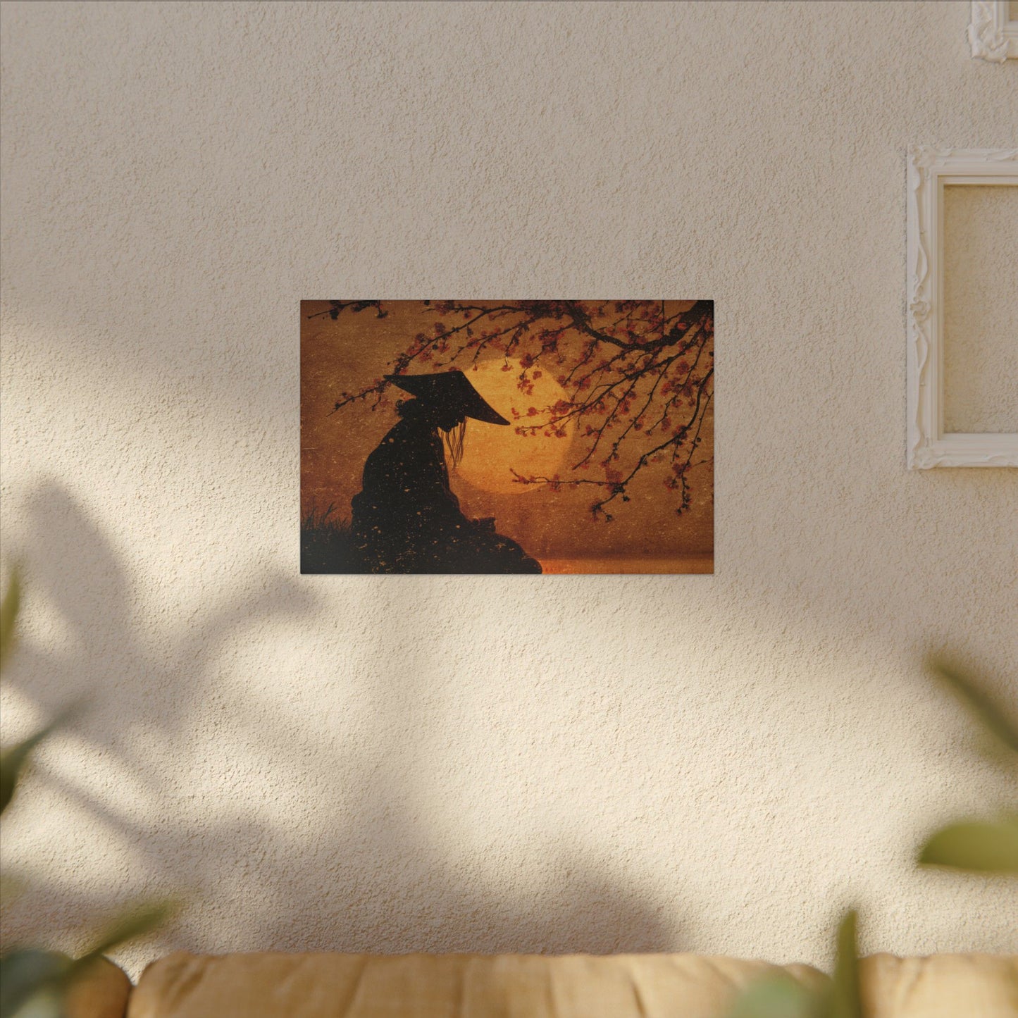 Serene Silhouette of Contemplation | Asian-Inspired Artwork