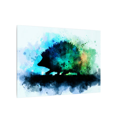 Hedgehog Silhouette Watercolor Art | Nature-Inspired Home Decor