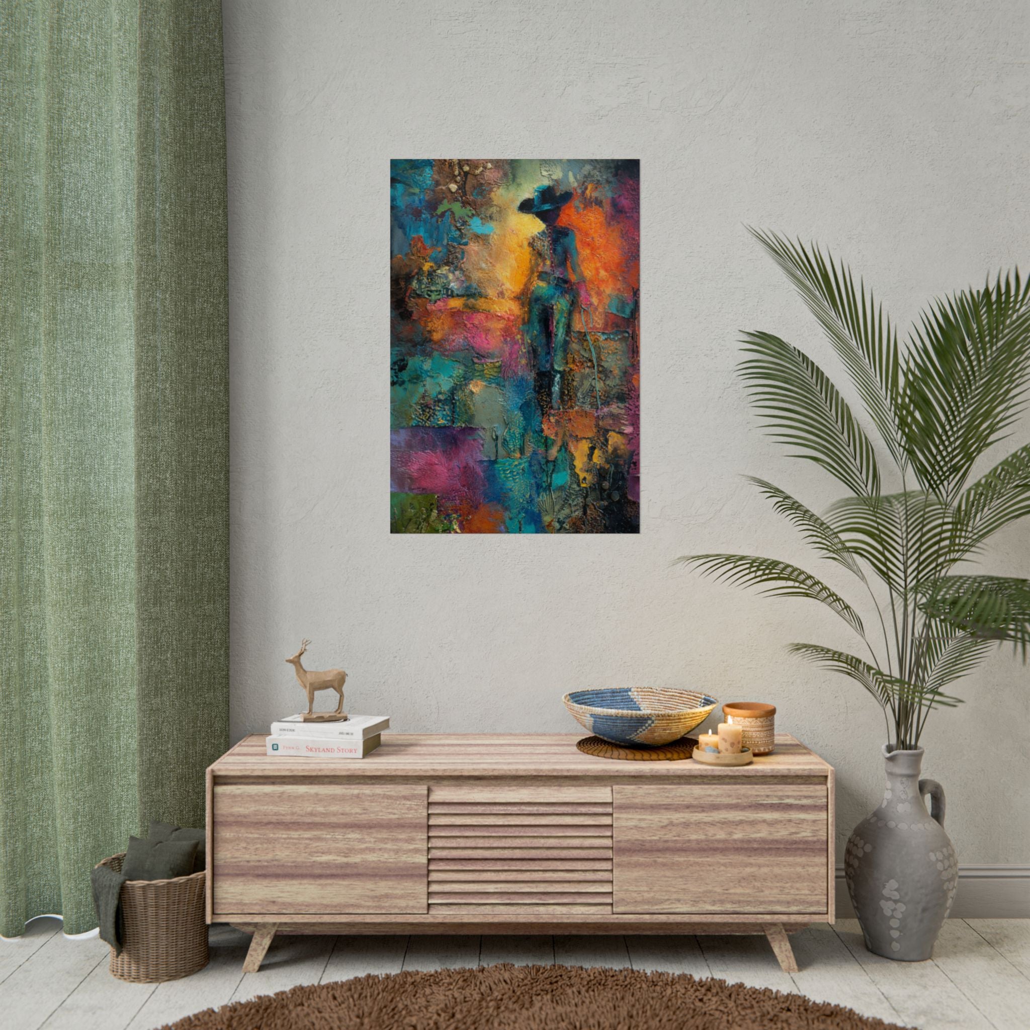 Abstract Cowgirl Art | Colorful Canvas Artwork