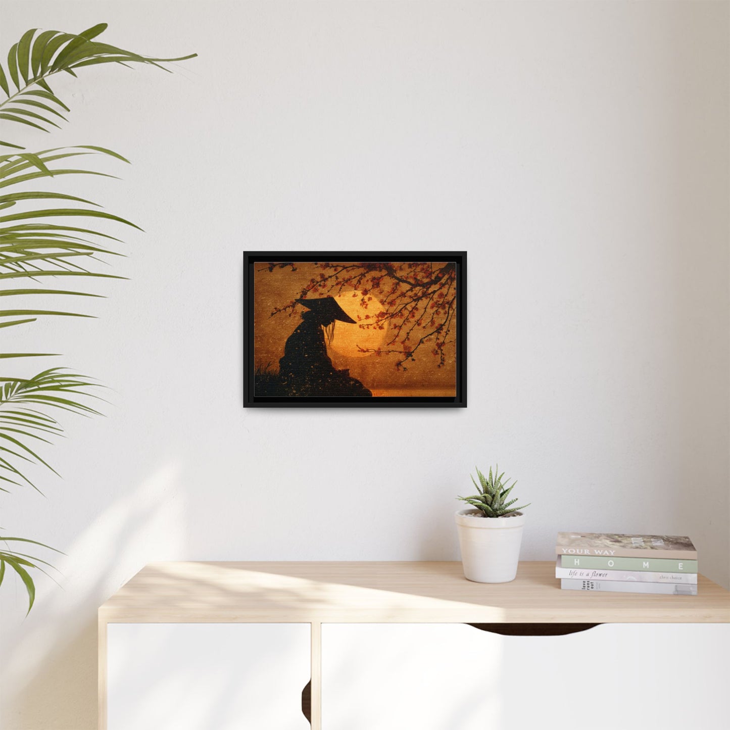 Serene Silhouette of Contemplation | Asian-Inspired Artwork
