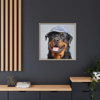 Whimsical Rottweiler Art - Denim Hat Dog Portrait