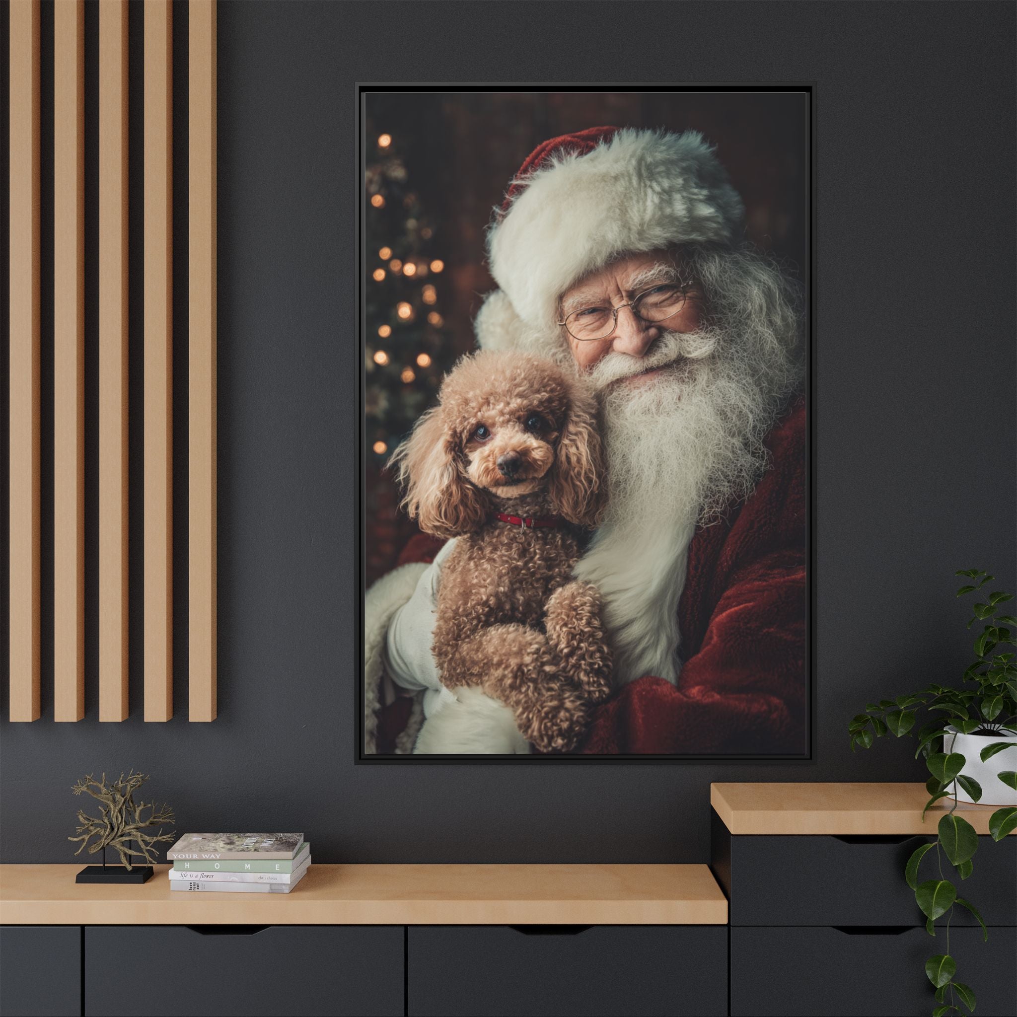 Heartwarming Santa and Poodle Artwork – Holiday Home Décor