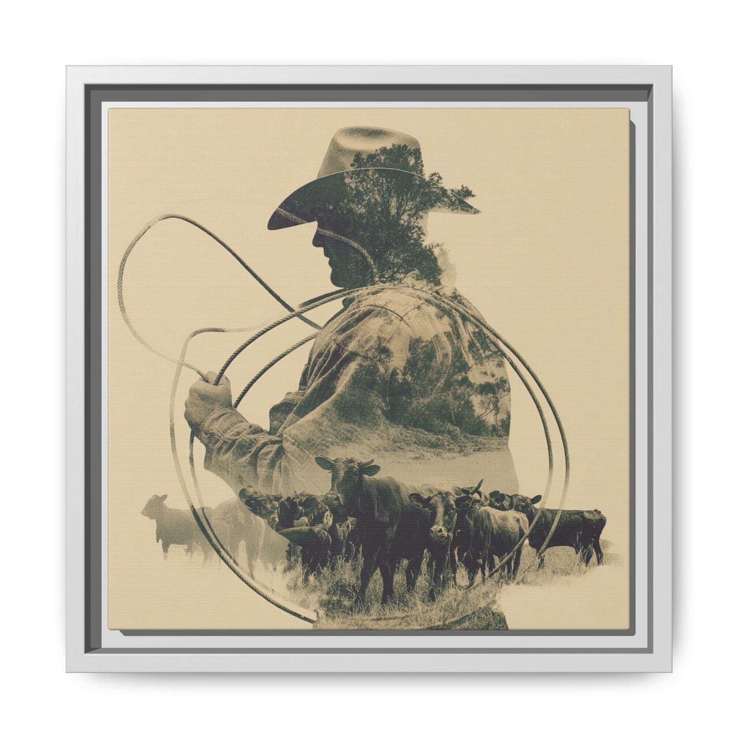 Lone Cowboy Silhouette Art - Vintage Western Charm