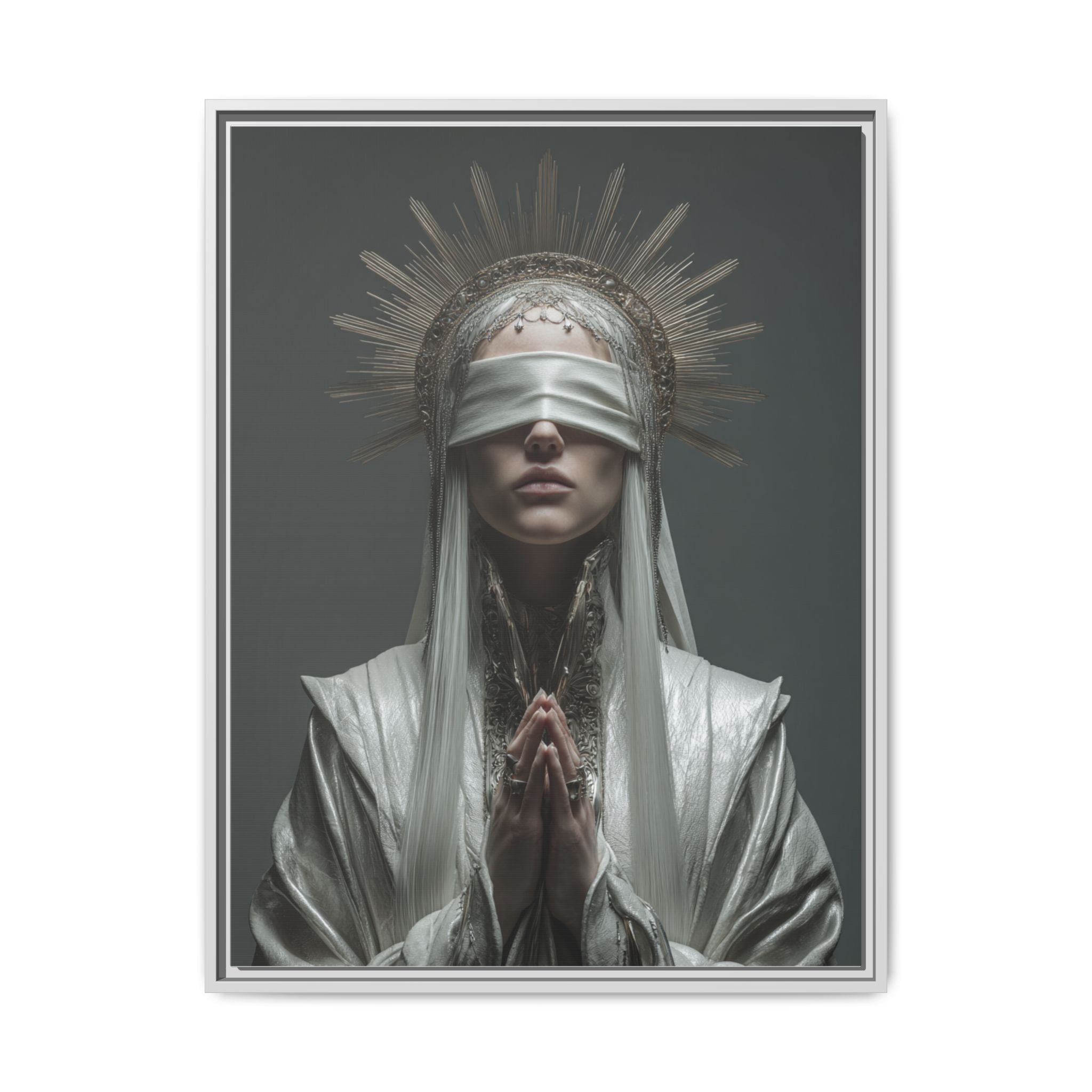 Ethereal Blindfolded Saint Art | Spiritual Home Decor