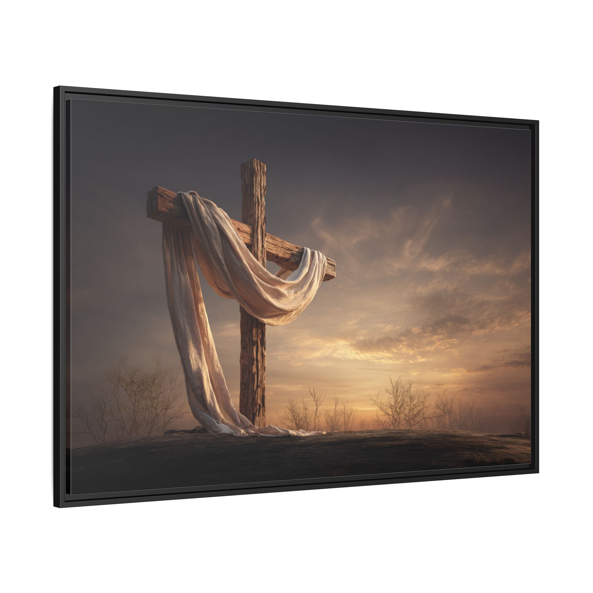 Rustic Cross Wall Art with Draped Fabric | Inspirational Decor