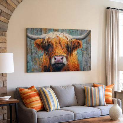 Highland Cow Wall Art – styled room view 7