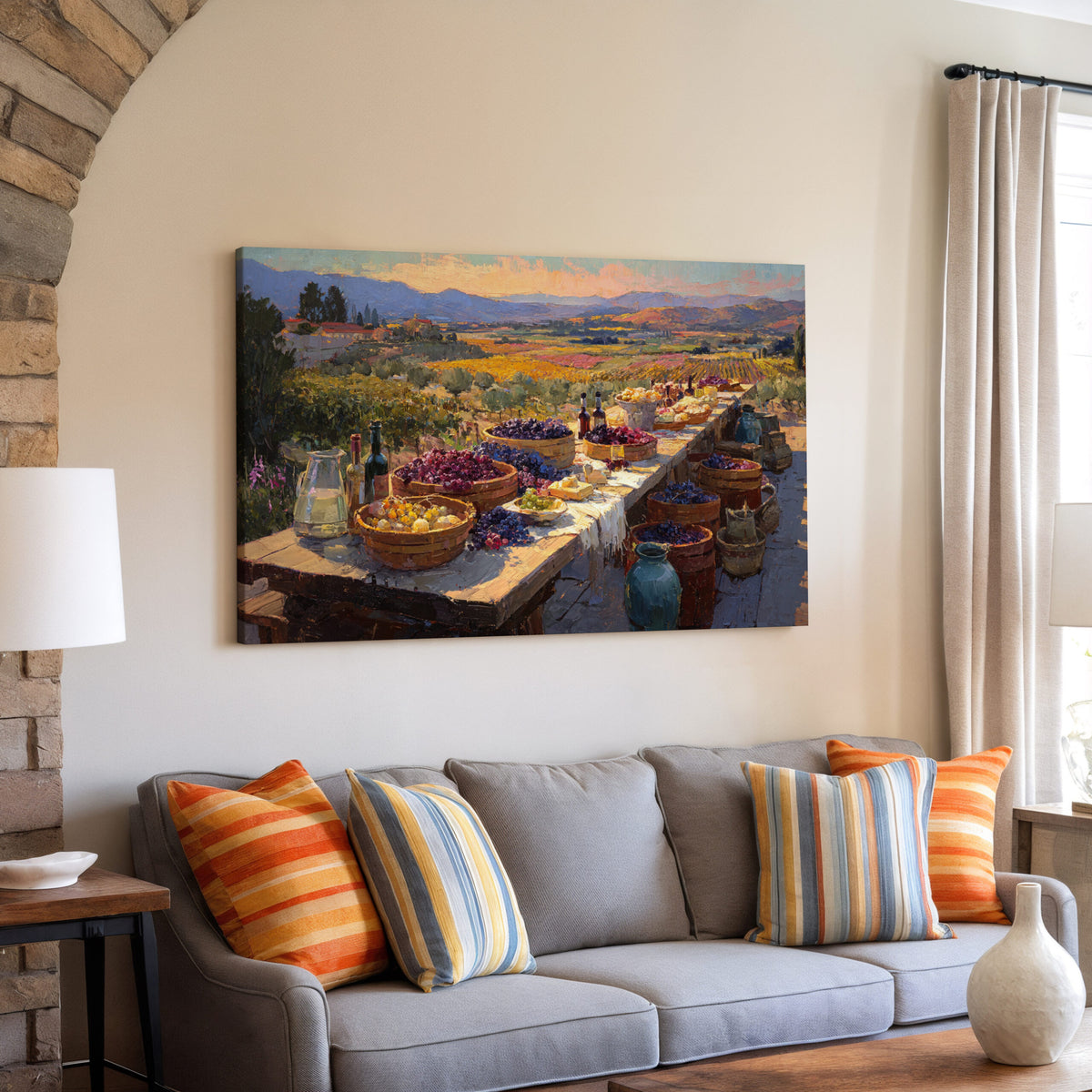 Wine Country Harvest Canvas Wall Art – styled room view 6