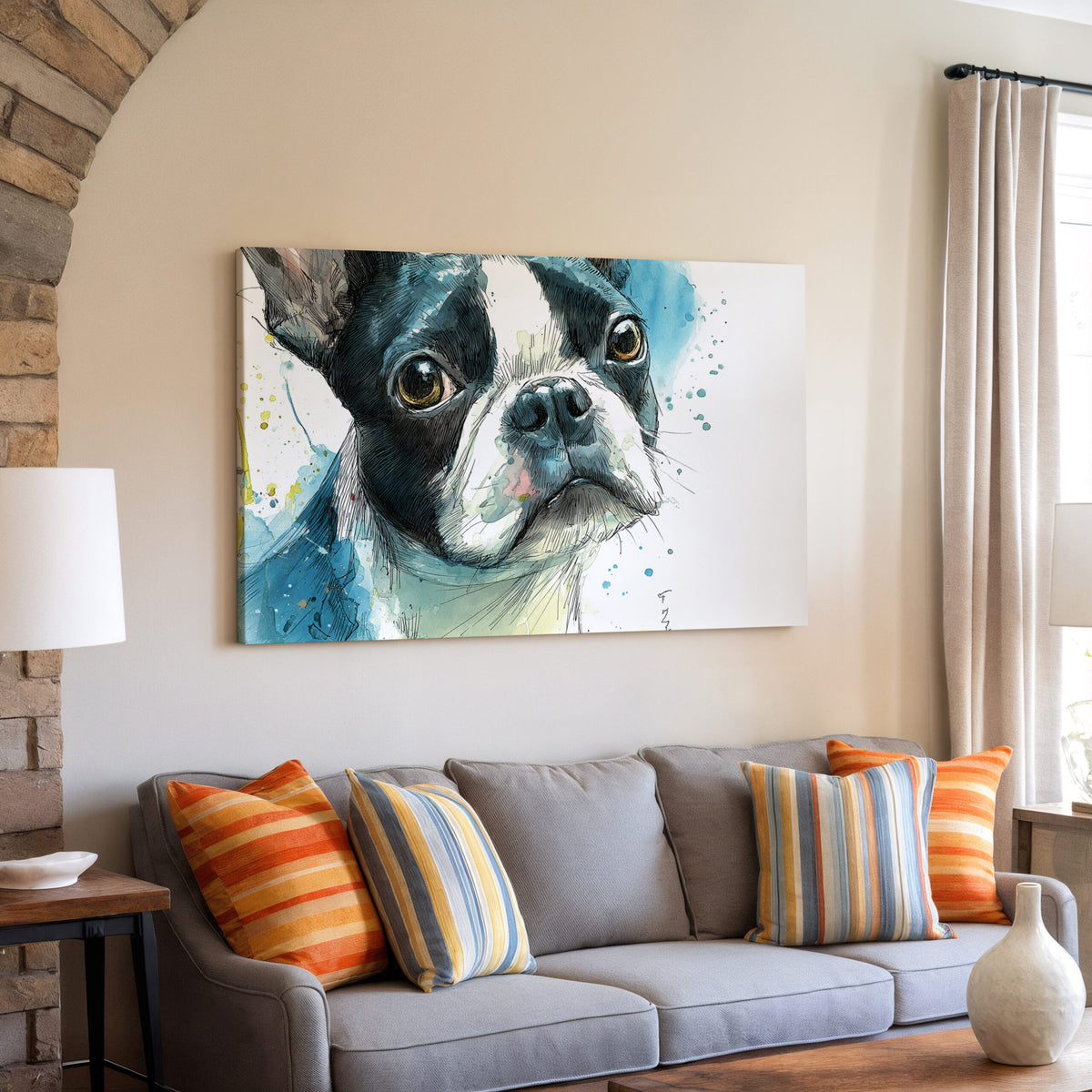 Boston Terrier Watercolor Canvas Art — product image 7