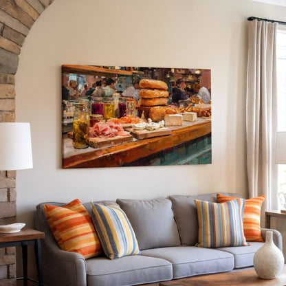 Impressionist Deli Counter Canvas Print – styled room view 6