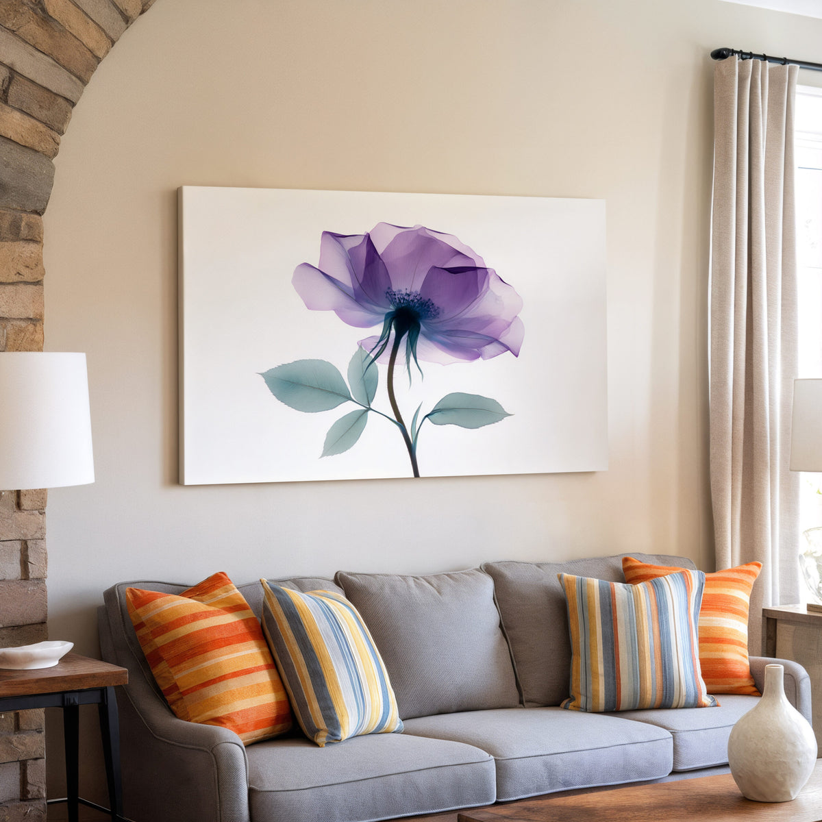 X-Ray Flower Canvas Print – styled room view 6