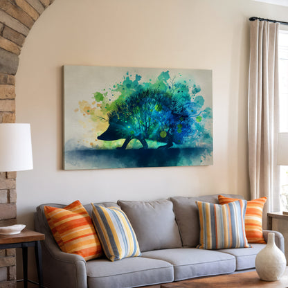 Hedgehog Watercolor Wall Art – styled room view 6