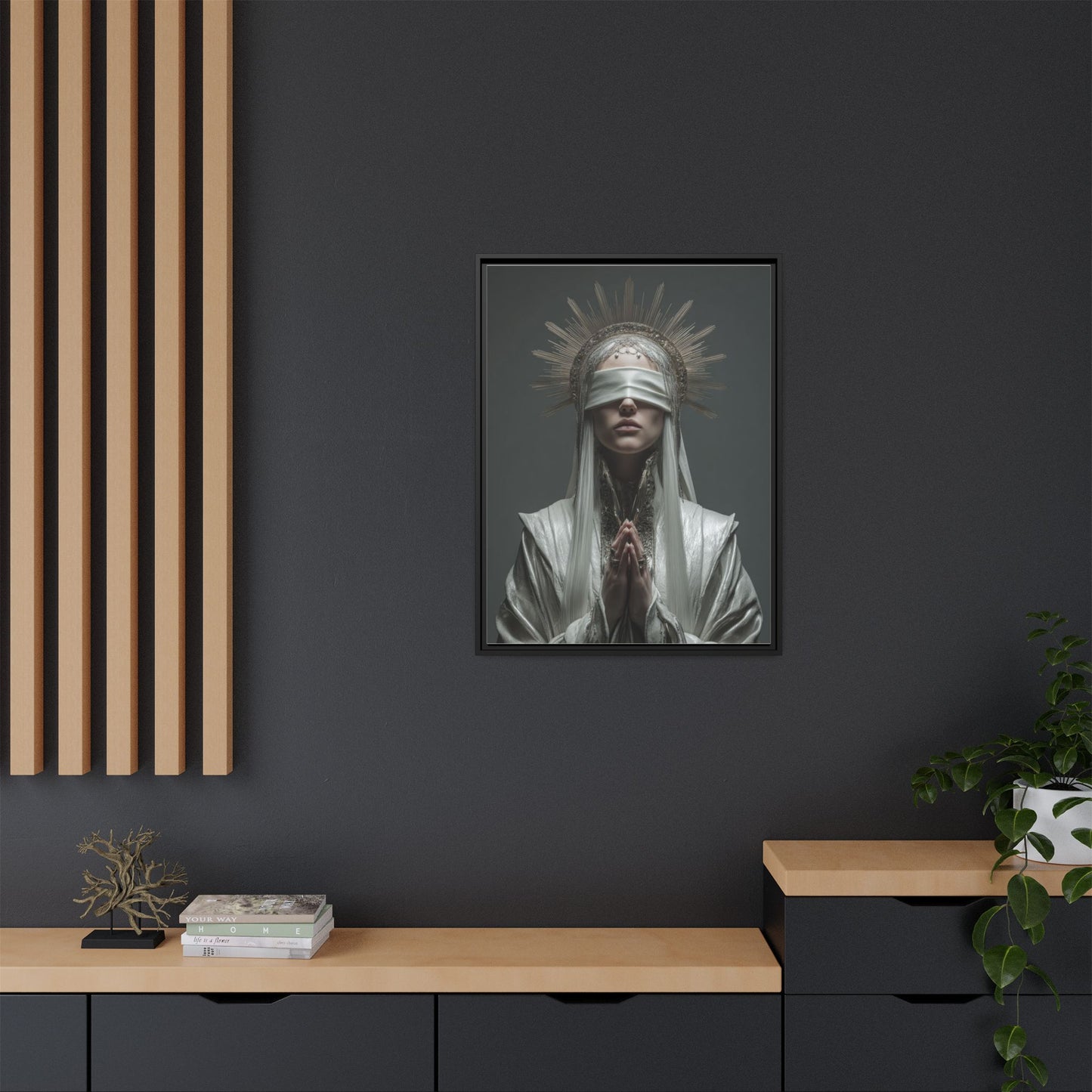 Ethereal Blindfolded Saint Art | Spiritual Home Decor