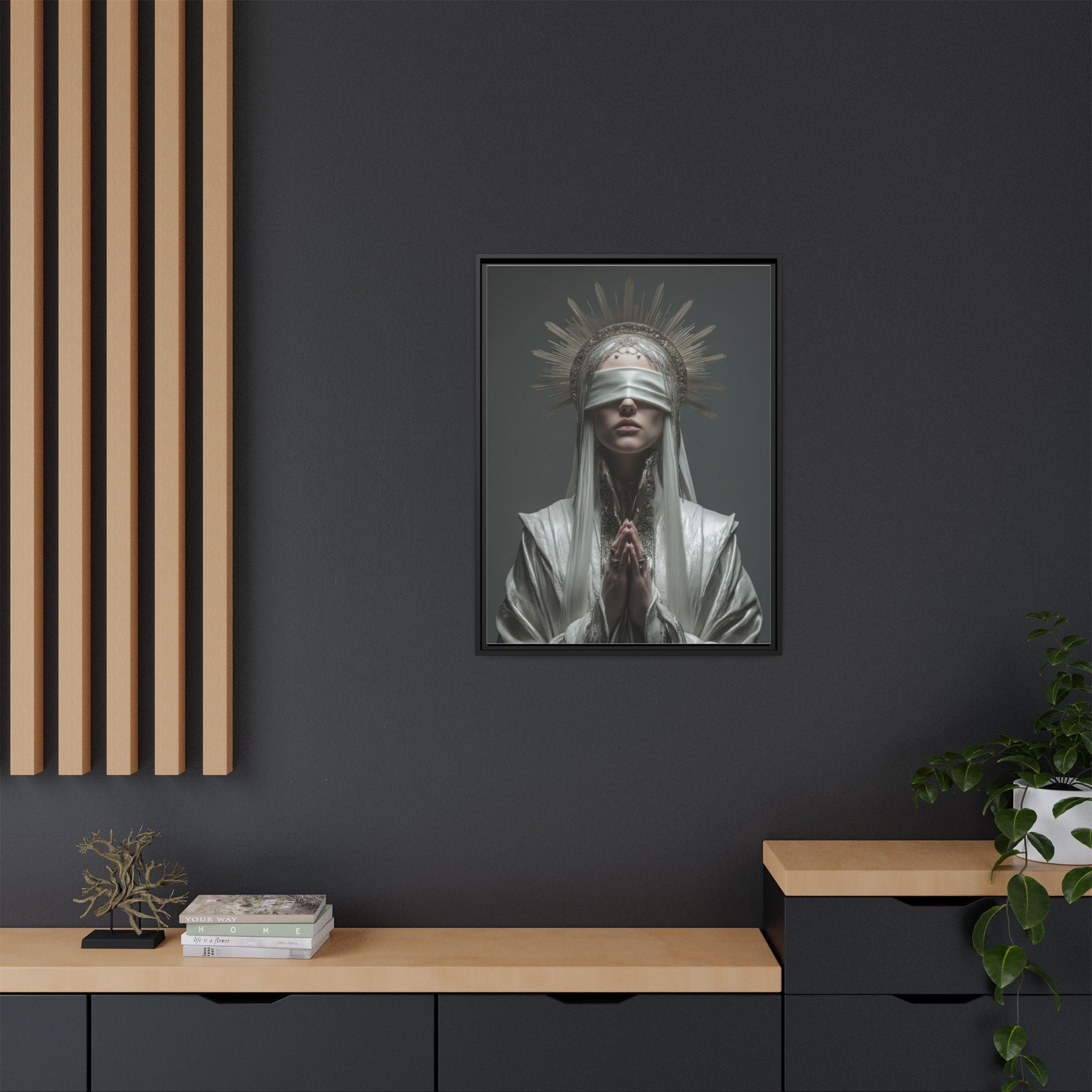 Ethereal Blindfolded Saint Art | Spiritual Home Decor