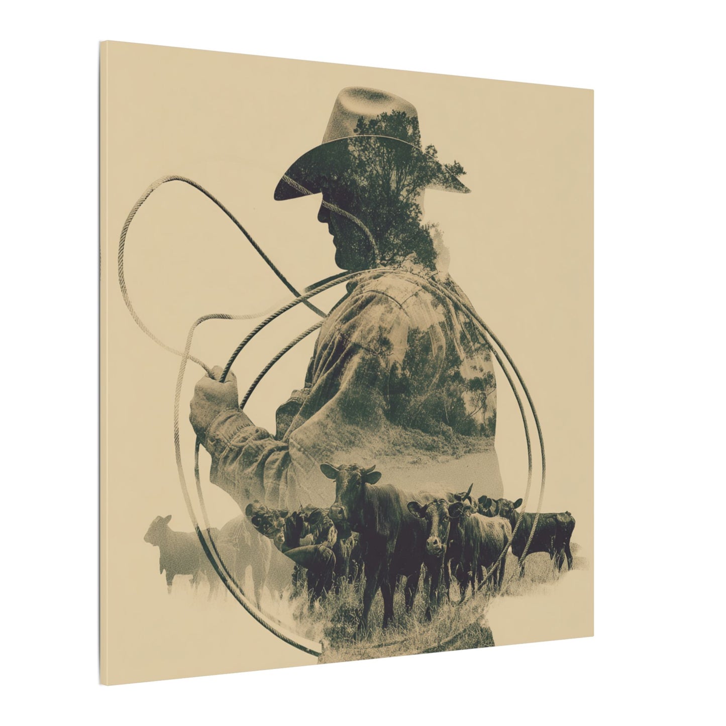 Lone Cowboy Silhouette Art - Vintage Western Charm