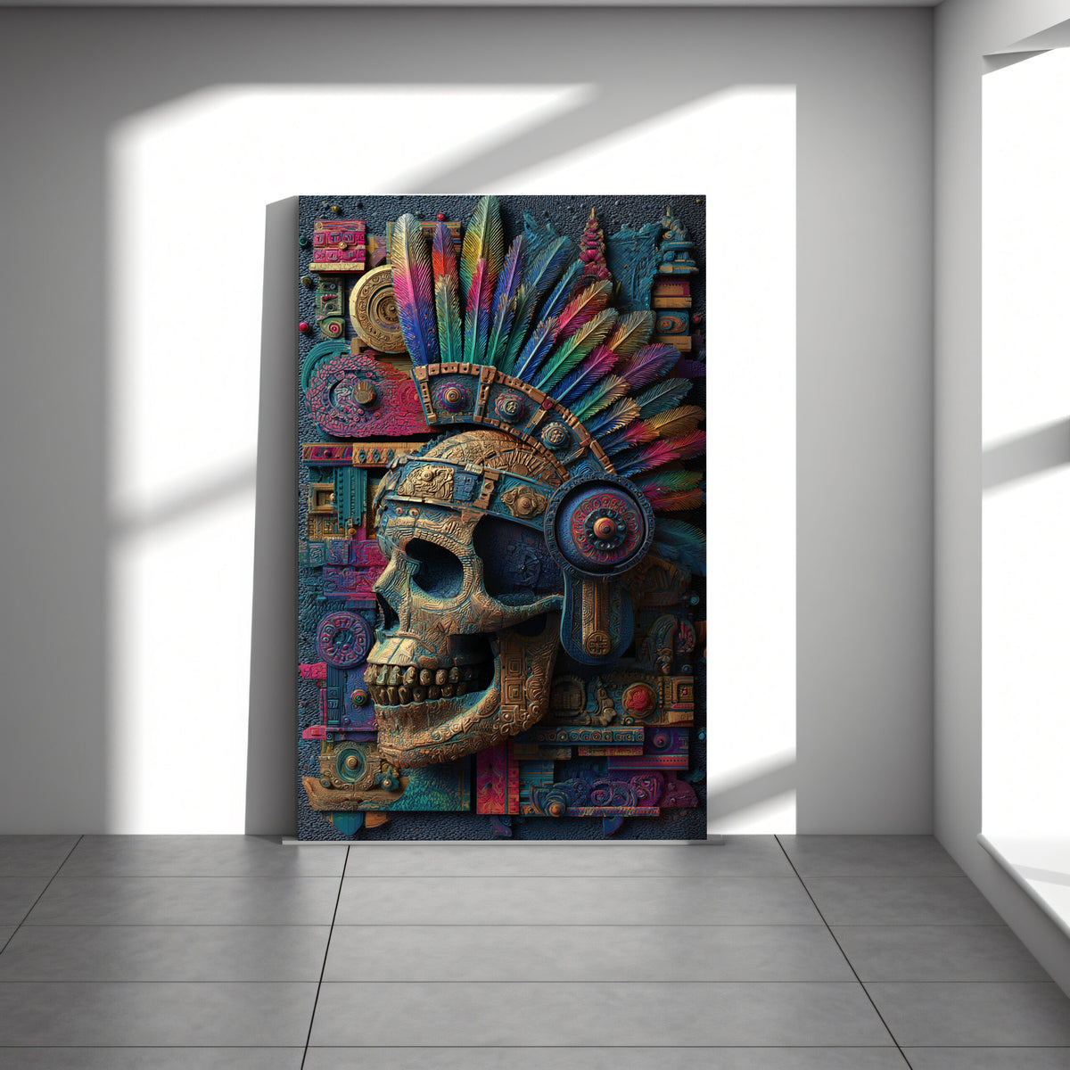 Mexican Sugar Skull Canvas Wall Art – styled room view 2