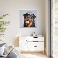 Playful Rottweiler Portrait | Dog Art in Denim Cap