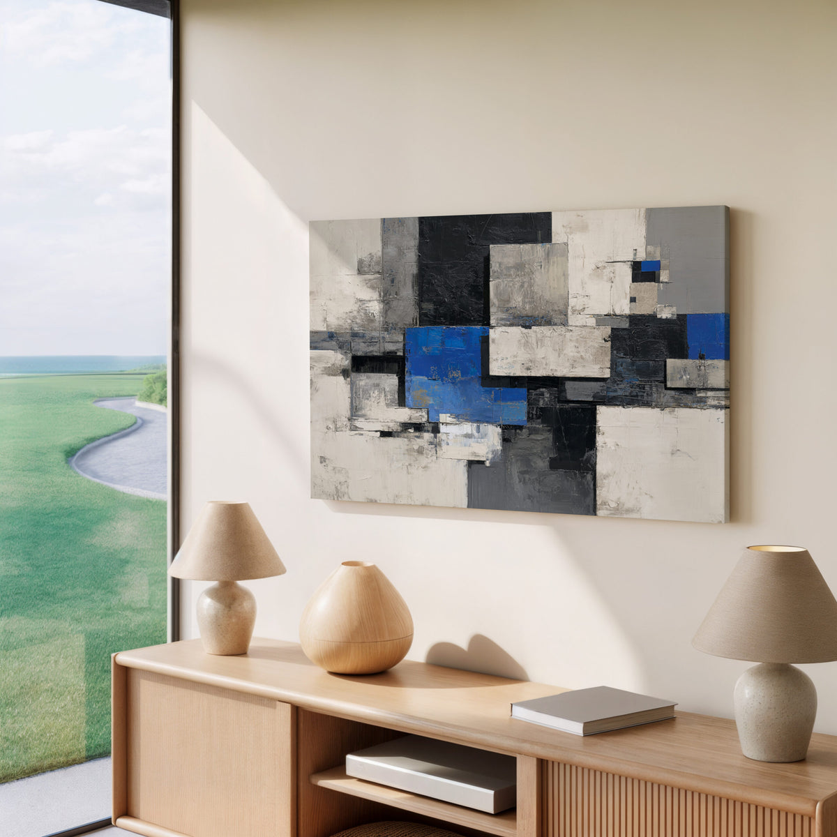 Modern Abstract Wall Art – styled room view 7
