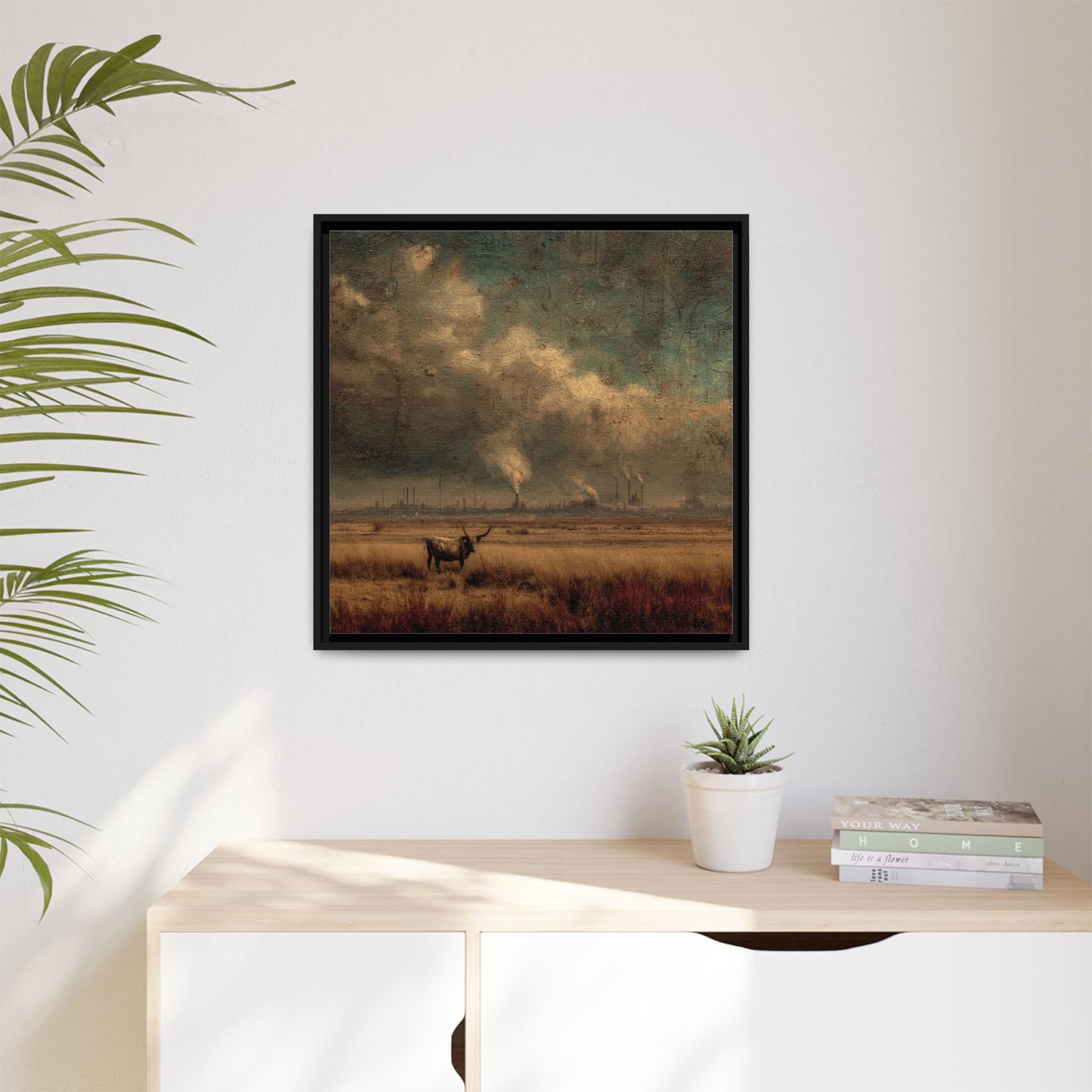 Cattle in Industrial Landscape | Vintage Style Art Print