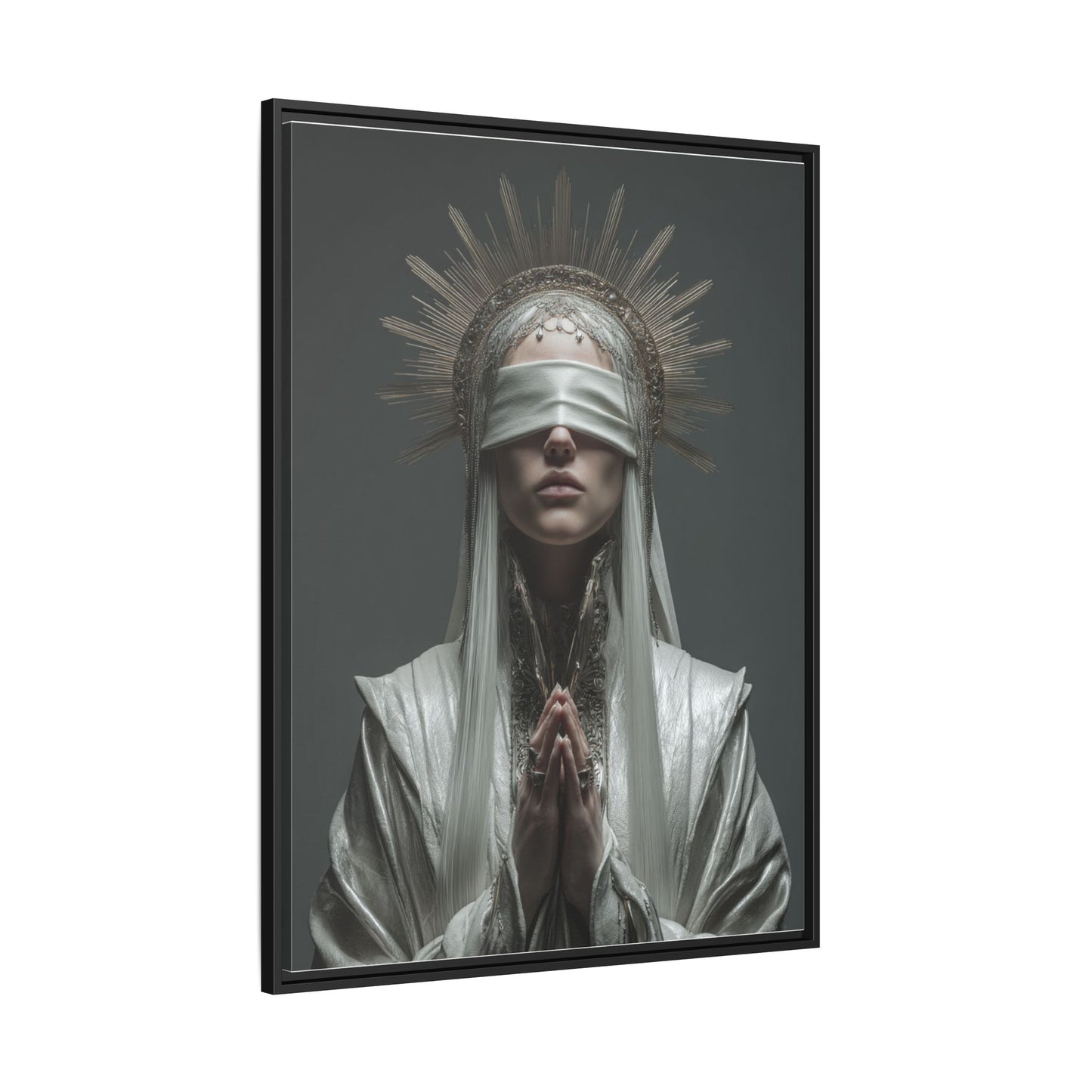 Ethereal Blindfolded Saint Art | Spiritual Home Decor