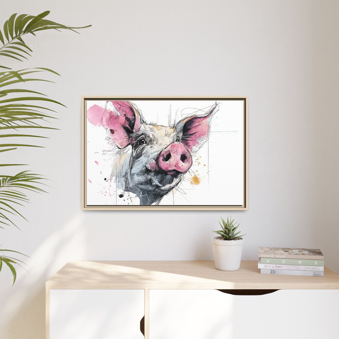 Whimsical Pig Art Print - Playful Farmhouse Decor