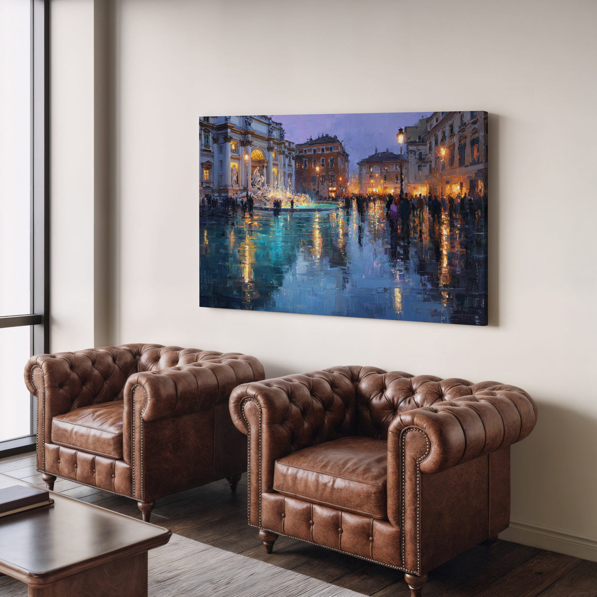 Trevi Fountain Canvas Print – styled room view 7