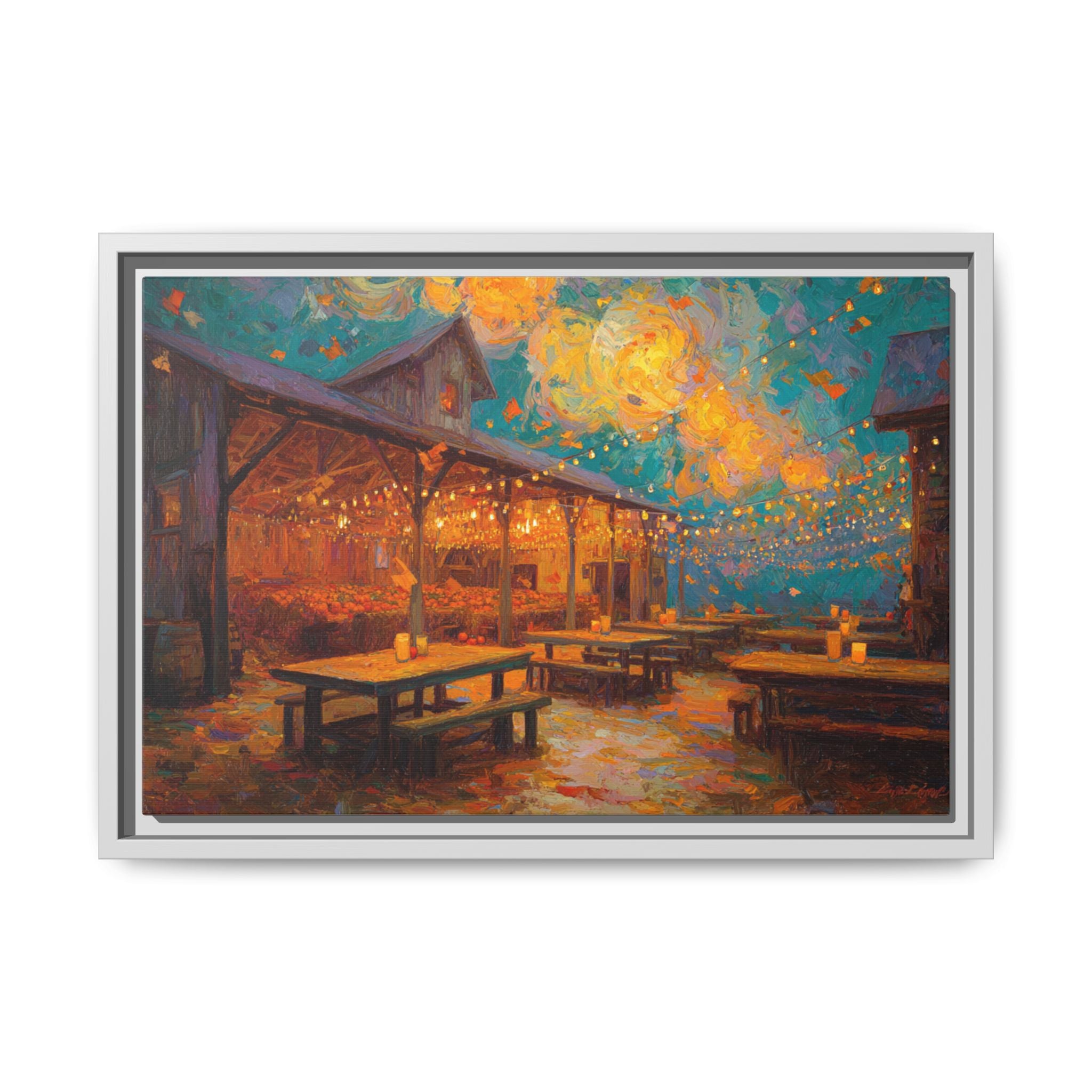 Autumn Festival Night Scene - Colorful Impressionist Art