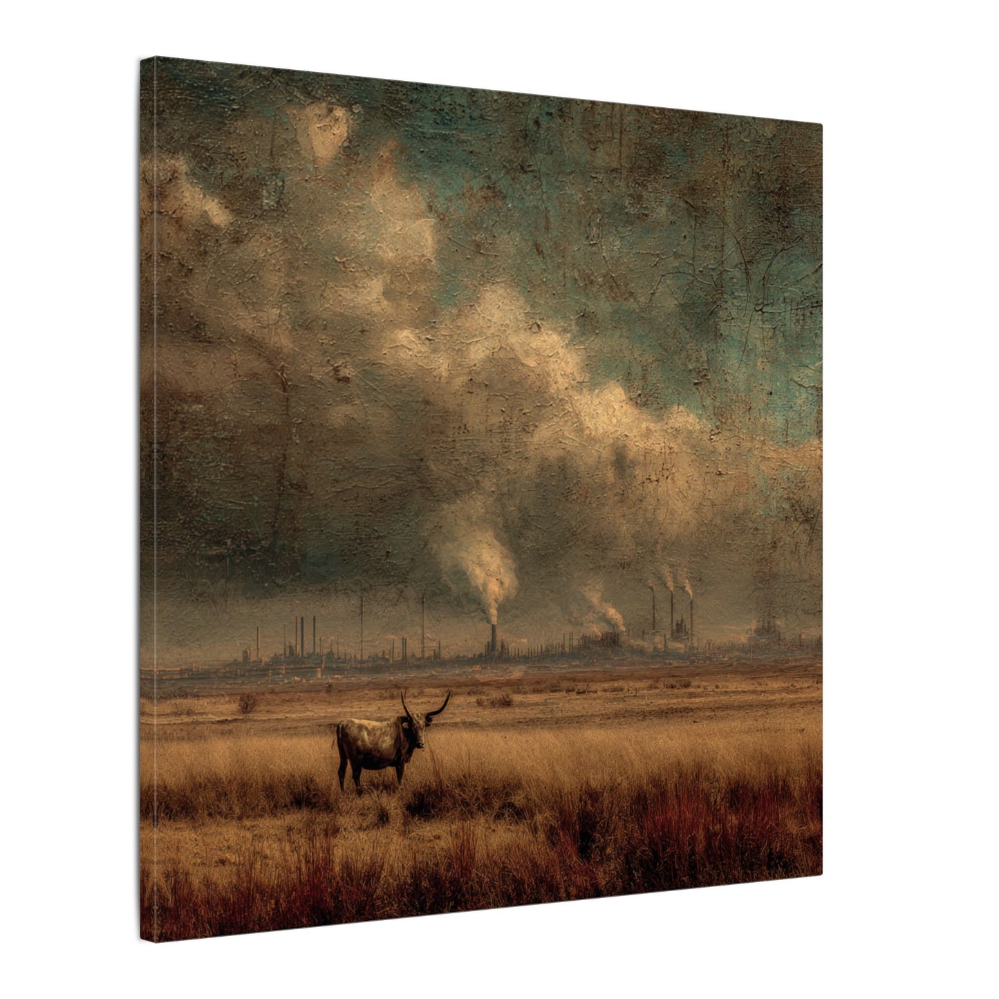 Cattle in Industrial Landscape | Vintage Style Art Print