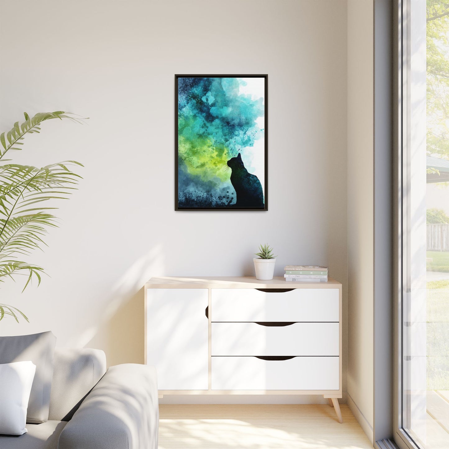 Dreamy Cat Watercolor Art Print - Serene Home Decor