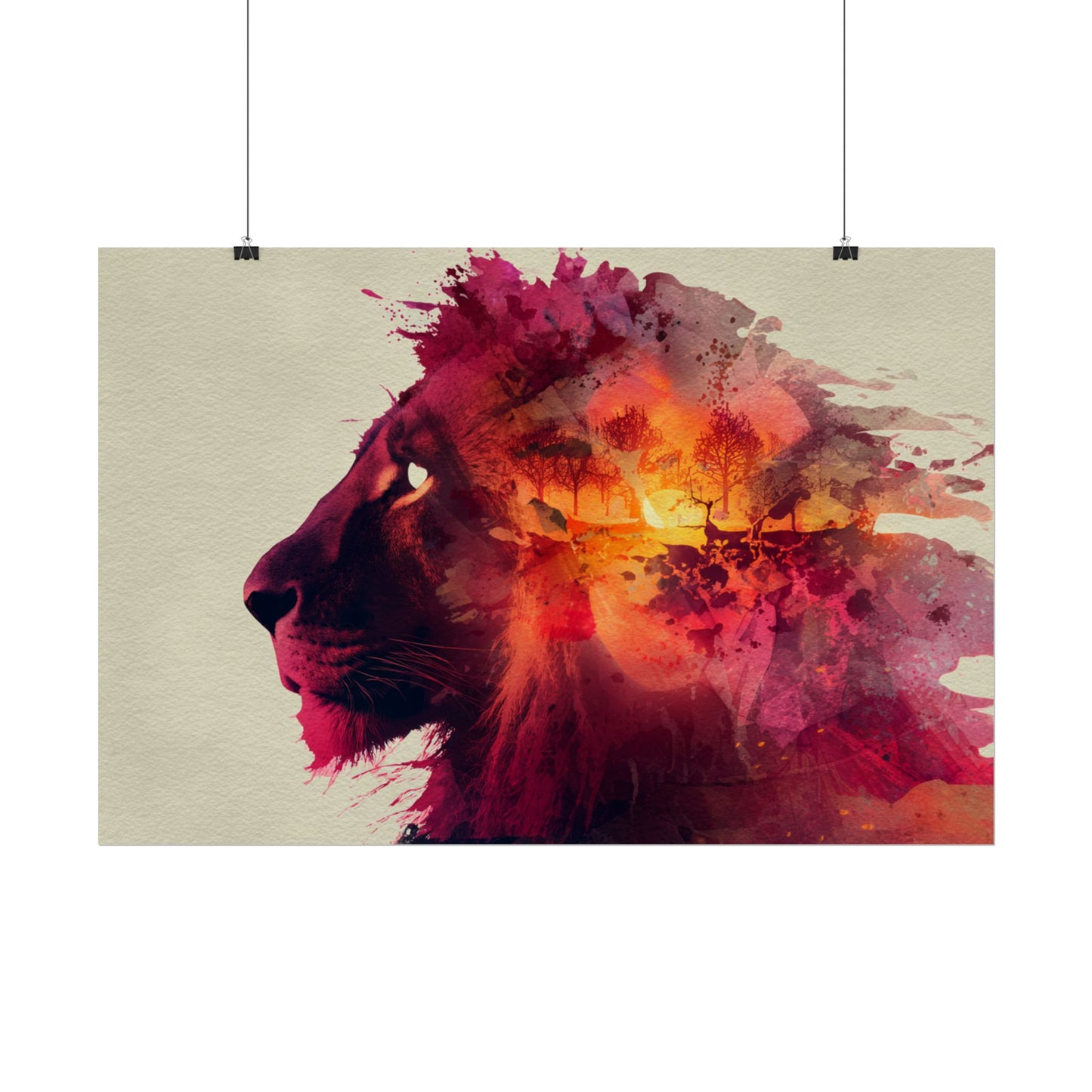 Majestic Lion Watercolor Art | Vibrant Animal Portrait