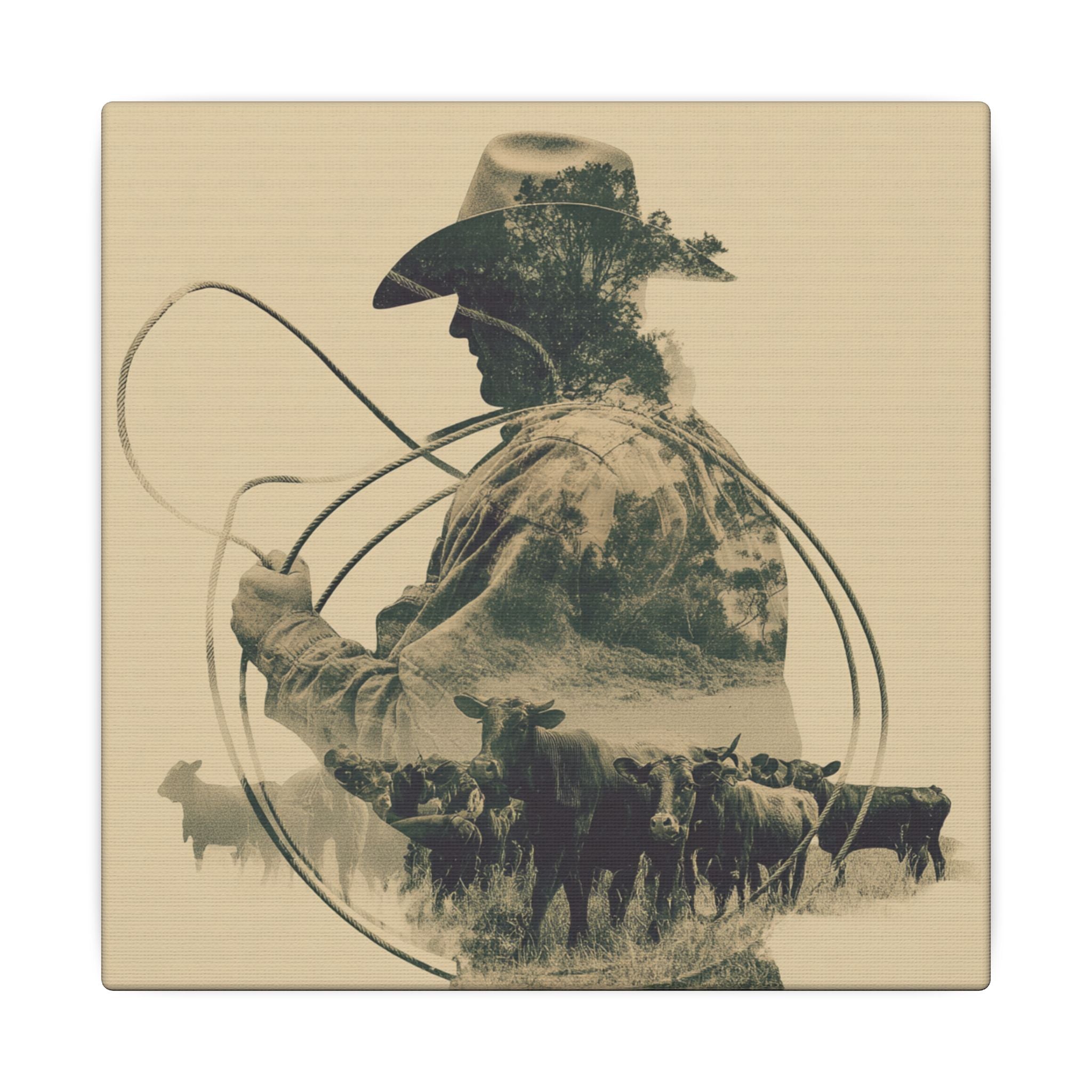 Lone Cowboy Silhouette Art - Vintage Western Charm