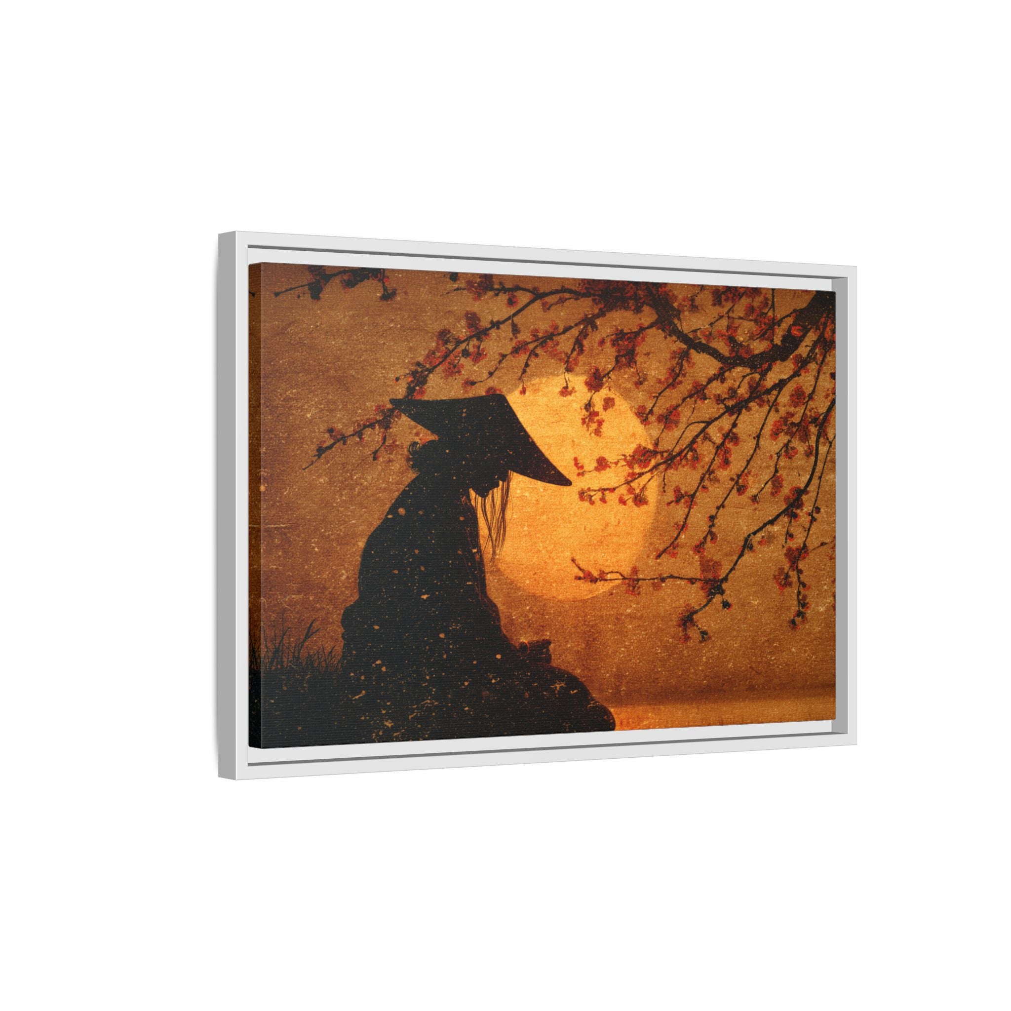 Serene Silhouette of Contemplation | Asian-Inspired Artwork