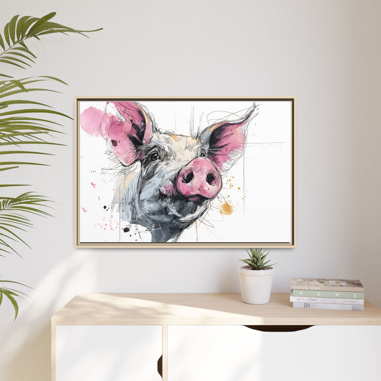 Whimsical Pig Art Print - Playful Farmhouse Decor