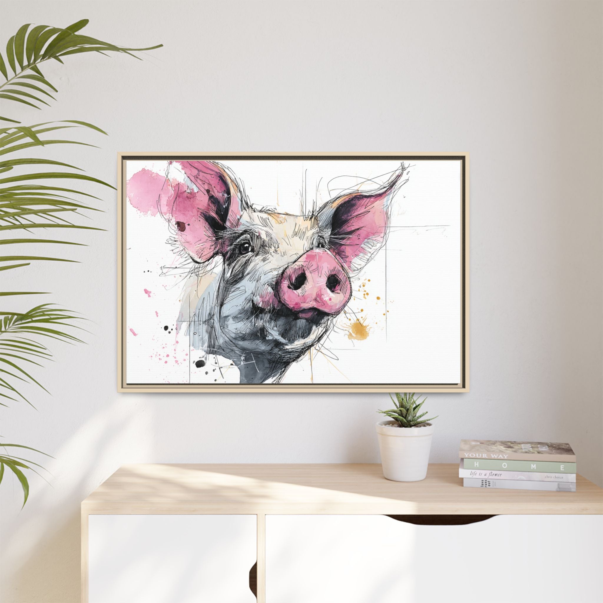 Whimsical Pig Art Print - Playful Farmhouse Decor