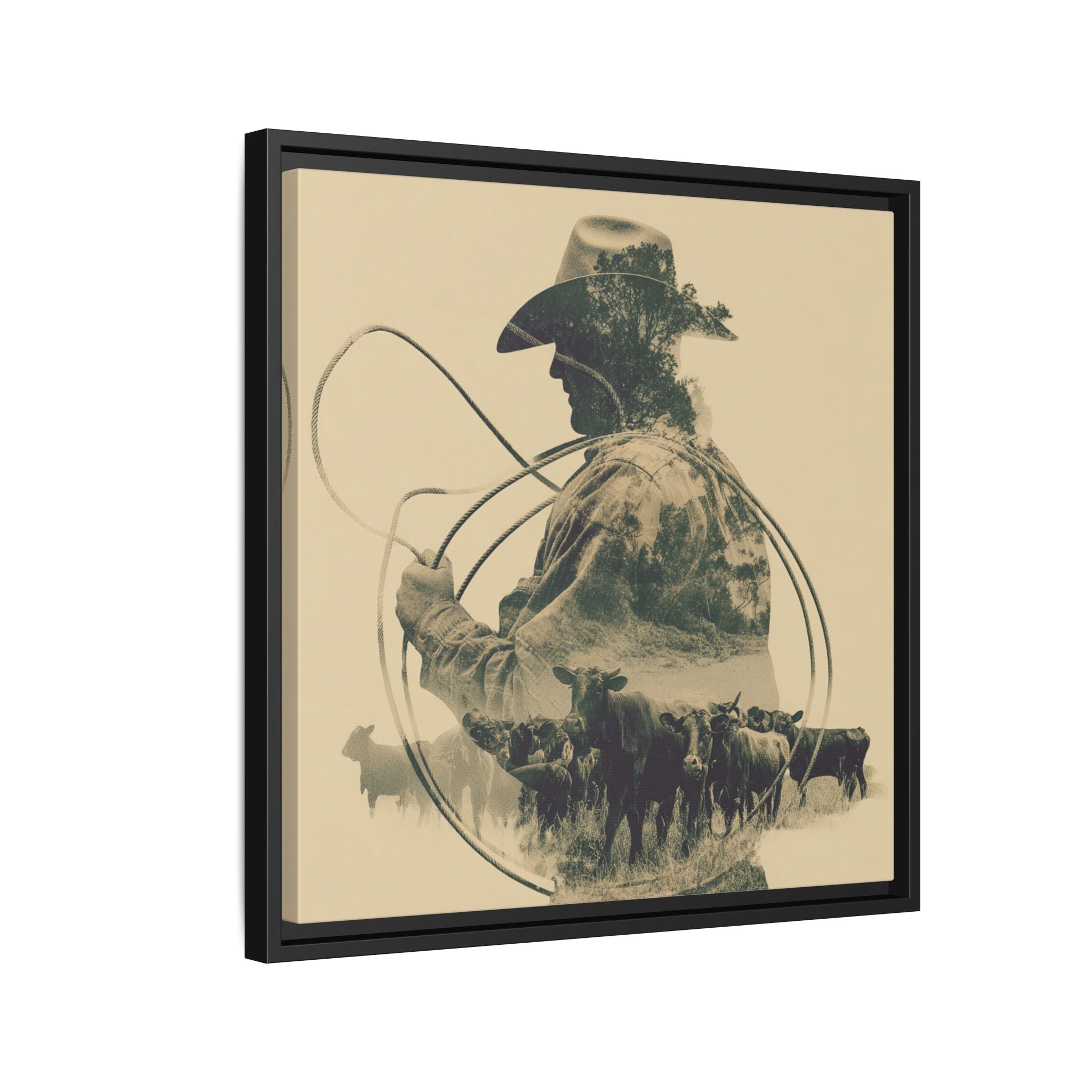 Lone Cowboy Silhouette Art - Vintage Western Charm