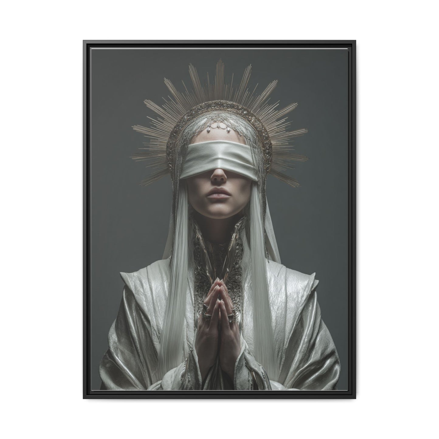Ethereal Blindfolded Saint Art | Spiritual Home Decor
