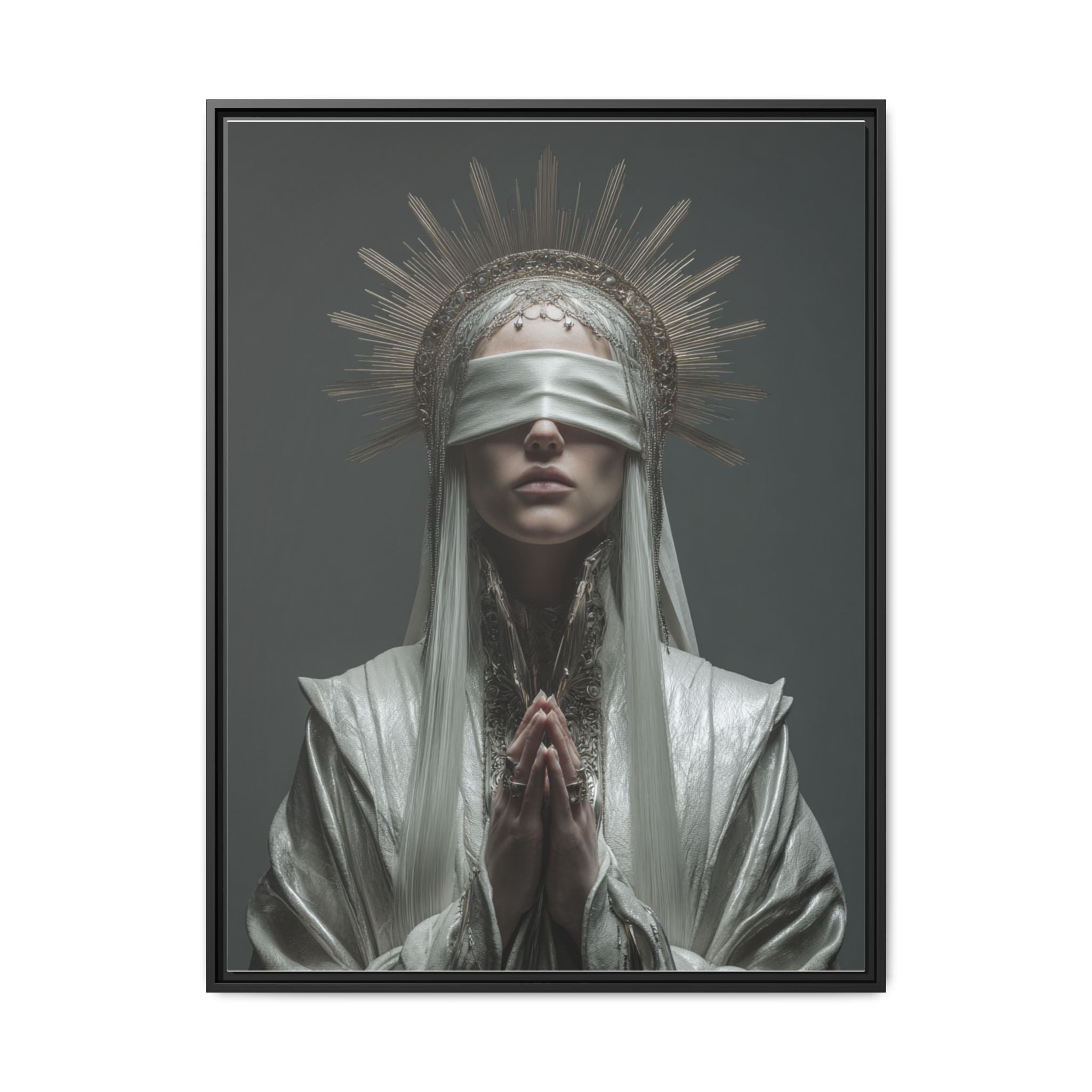 Ethereal Blindfolded Saint Art | Spiritual Home Decor