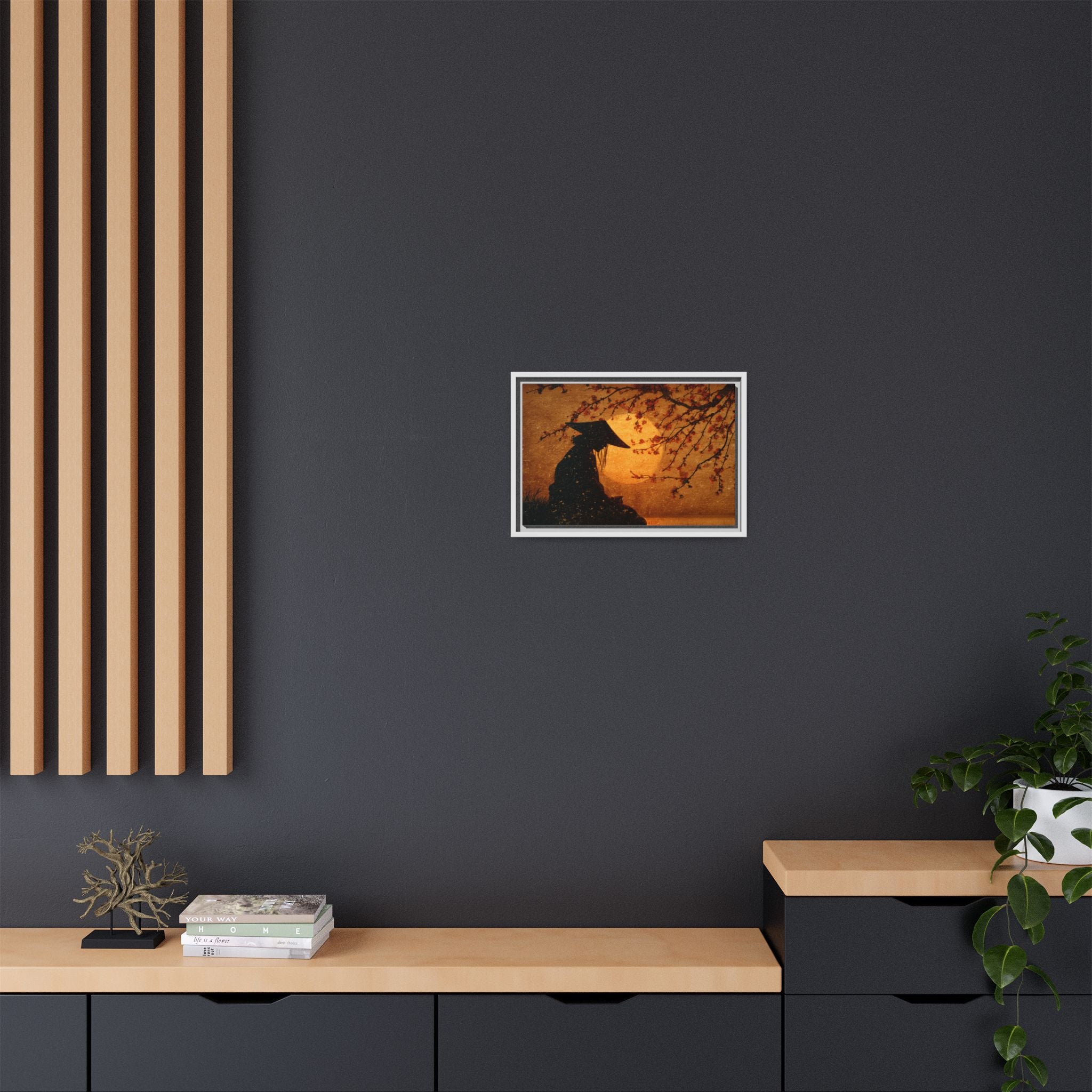 Serene Silhouette of Contemplation | Asian-Inspired Artwork