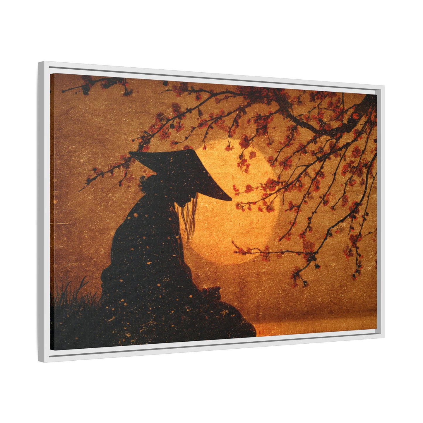 Serene Silhouette of Contemplation | Asian-Inspired Artwork