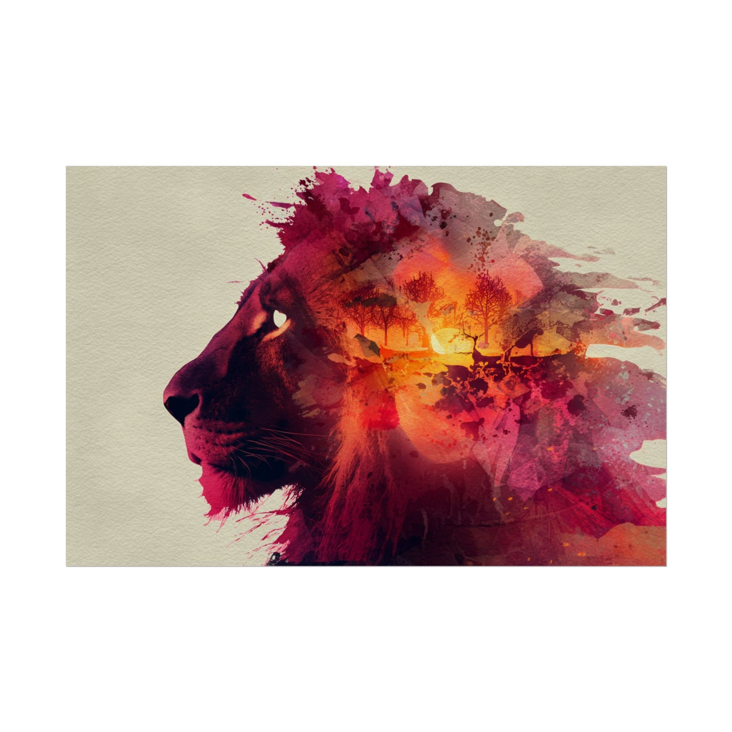 Majestic Lion Watercolor Art | Vibrant Animal Portrait