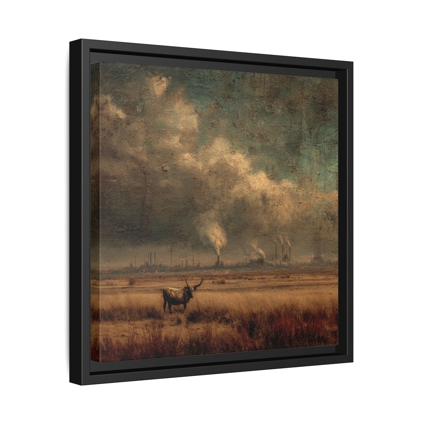 Cattle in Industrial Landscape | Vintage Style Art Print