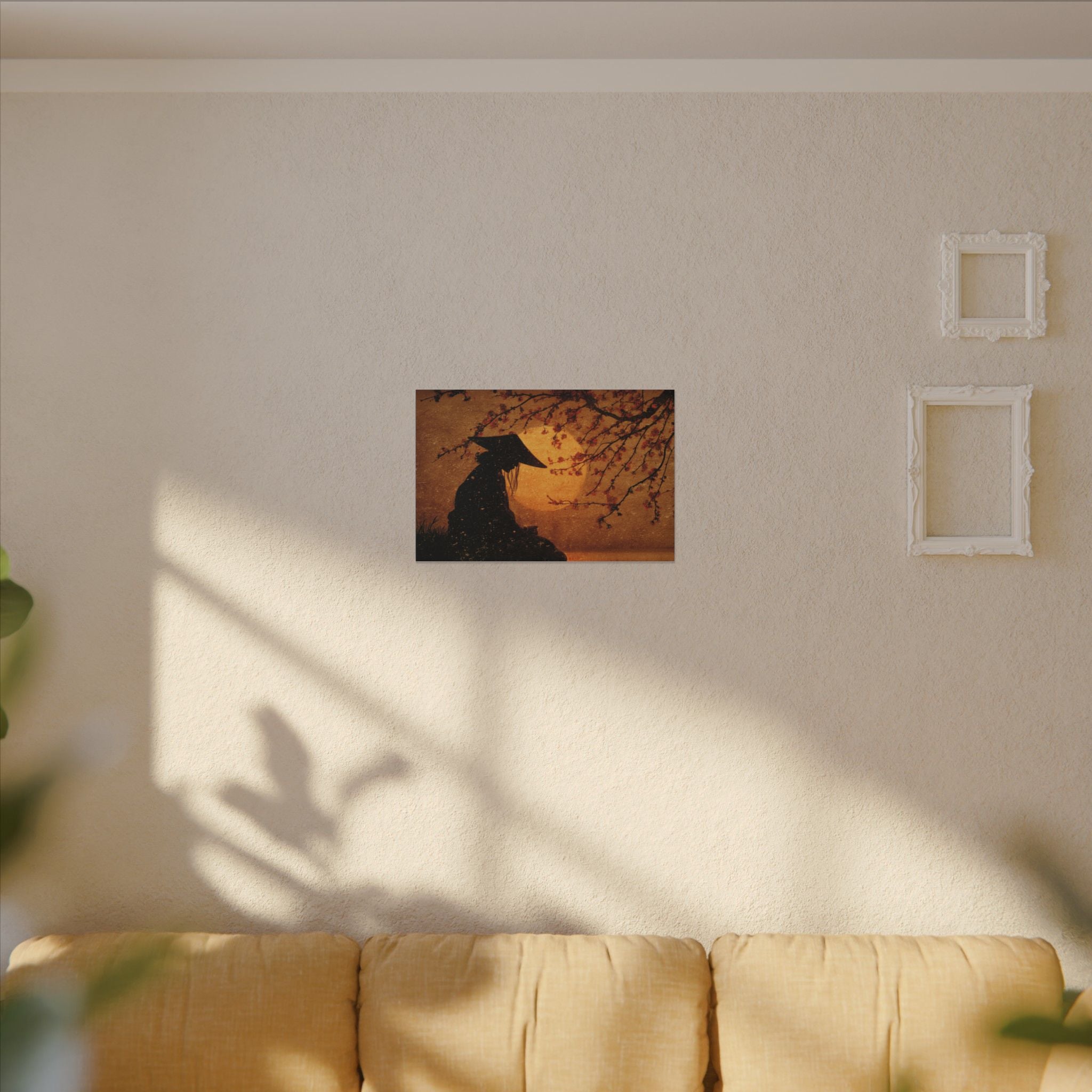 Serene Silhouette of Contemplation | Asian-Inspired Artwork