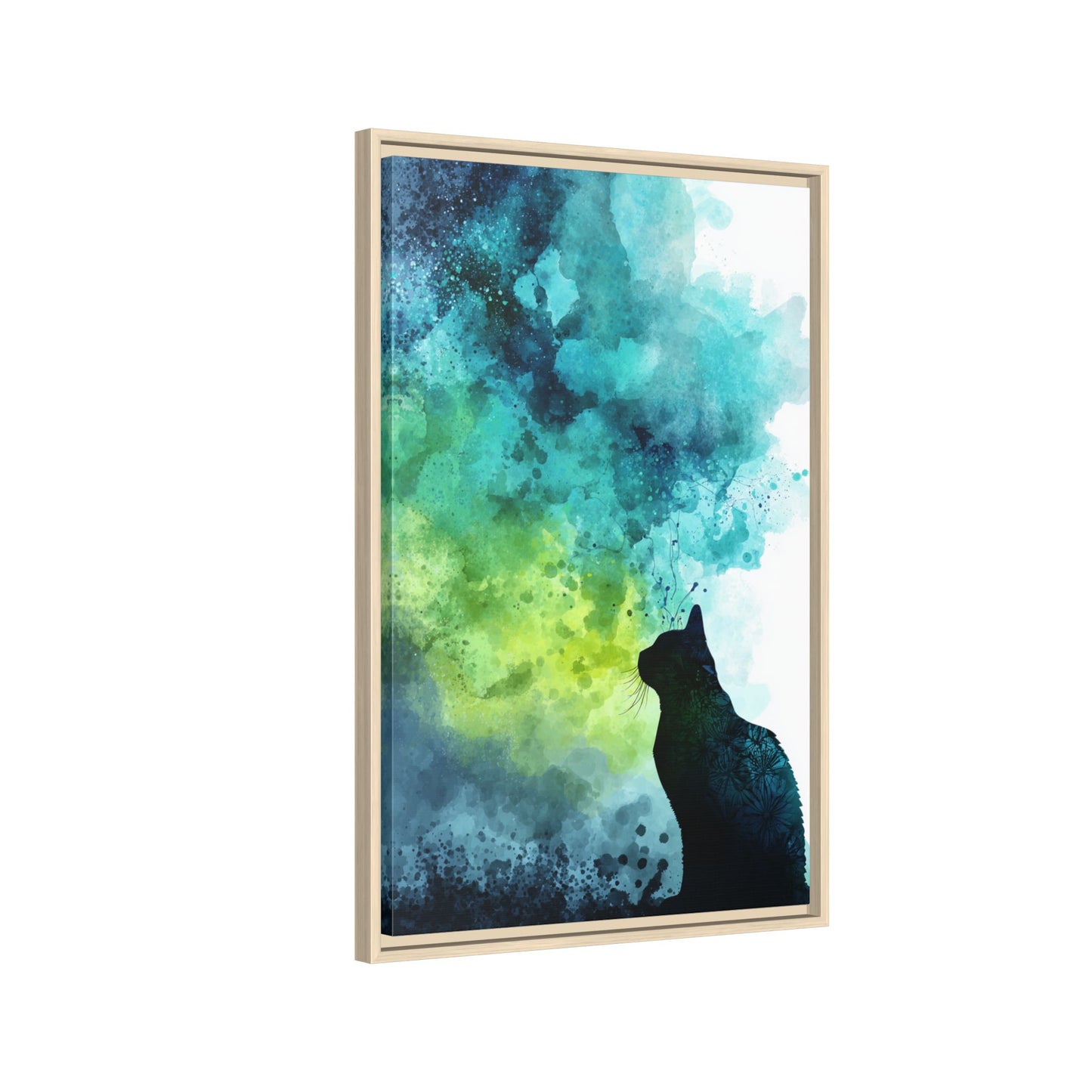 Whimsical Cat Silhouette Watercolor Artwork