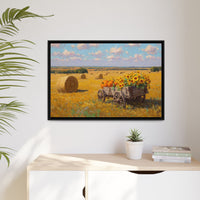 Sunflower Harvest Wagon Decor | Rustic Farm Art for Home