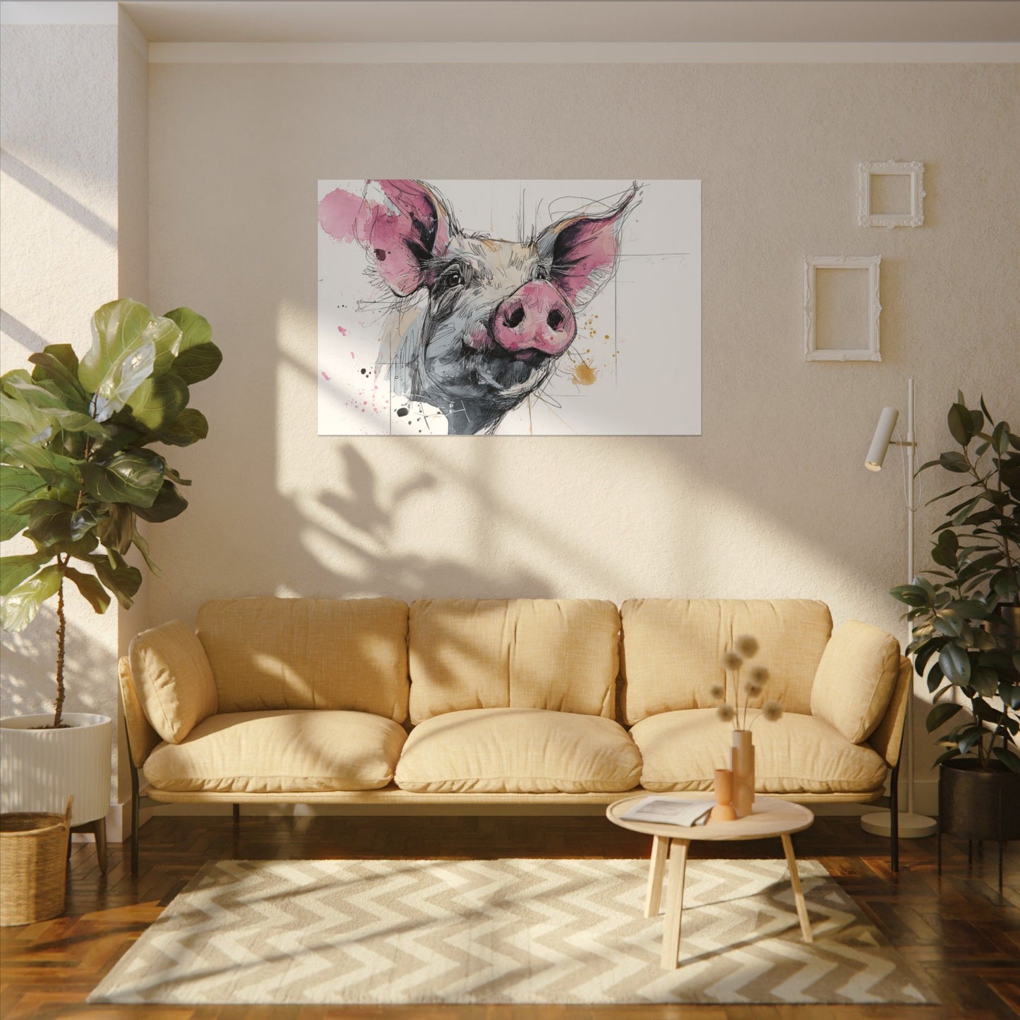 Whimsical Pig Art Print - Playful Farmhouse Decor