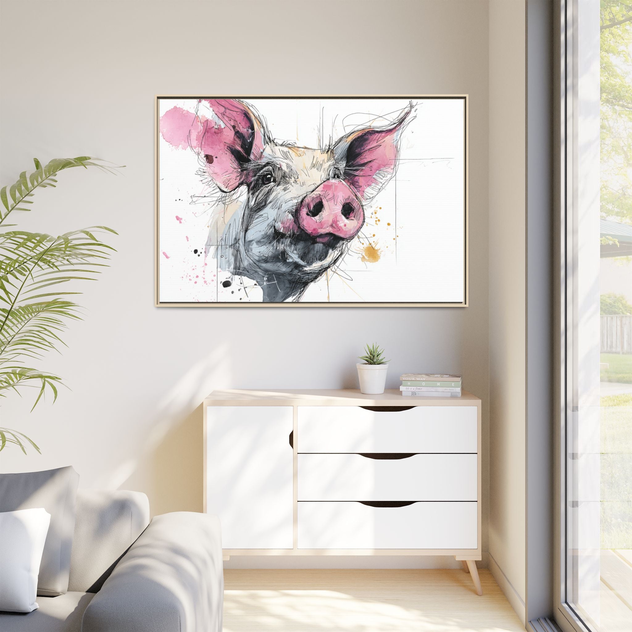 Whimsical Pig Art Print - Playful Farmhouse Decor