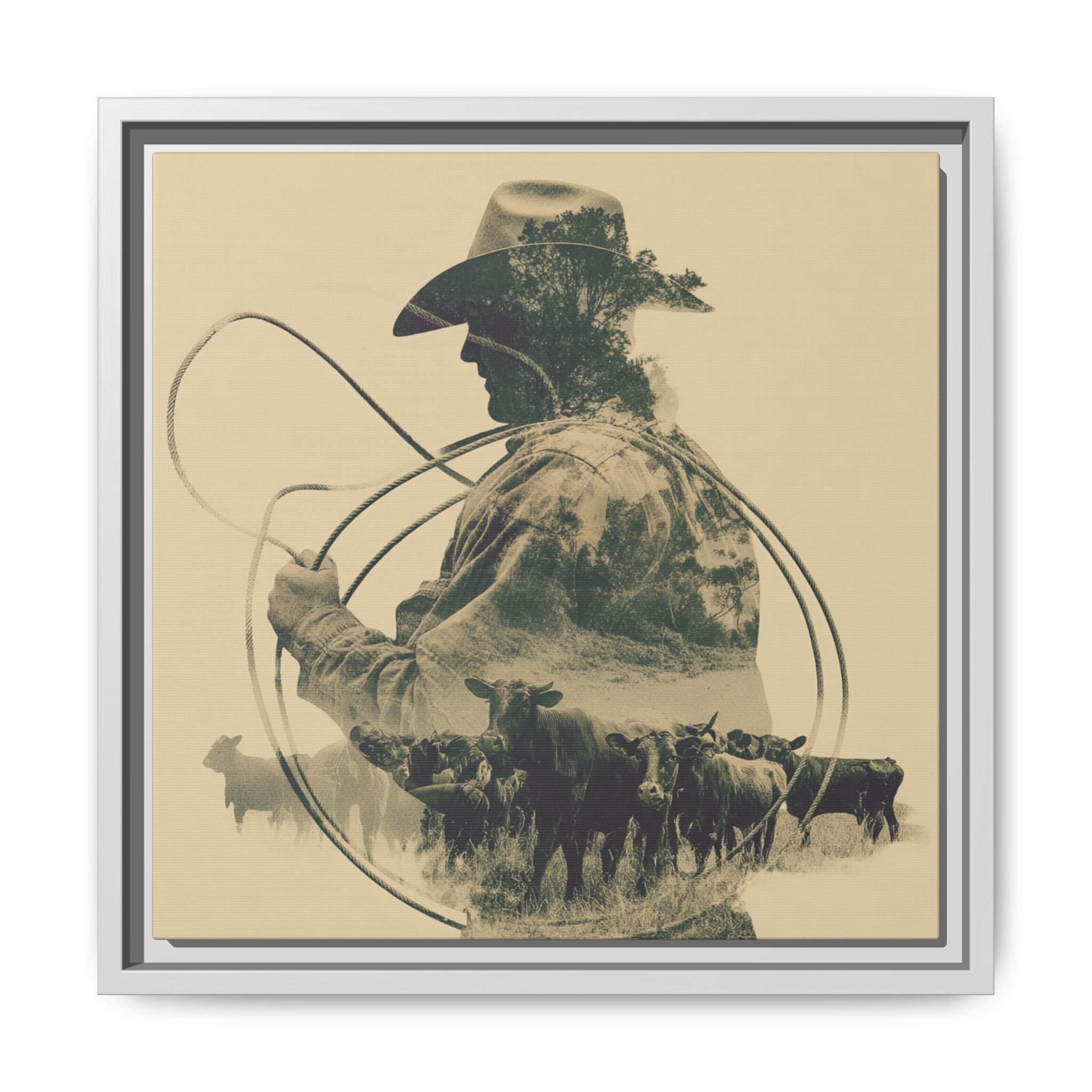 Lone Cowboy Silhouette Art - Vintage Western Charm