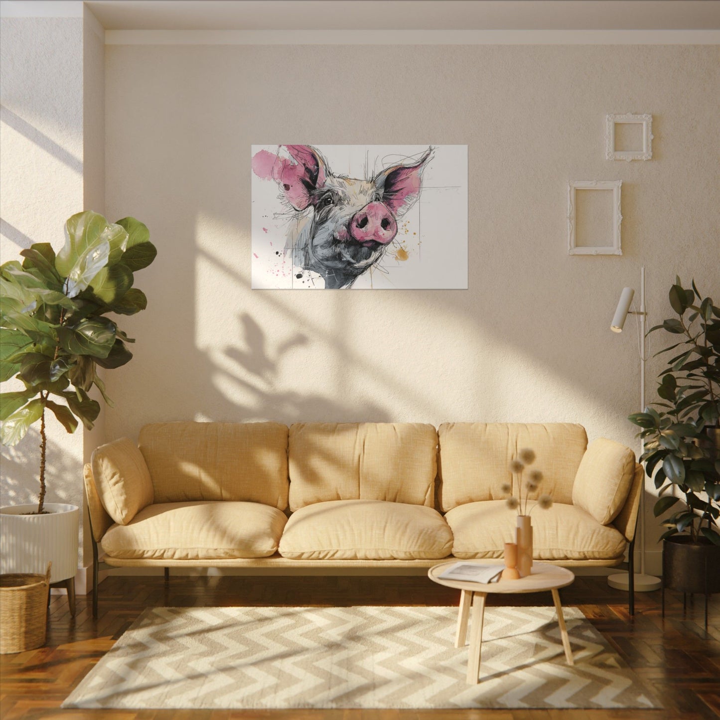 Whimsical Pig Art Print - Playful Farmhouse Decor