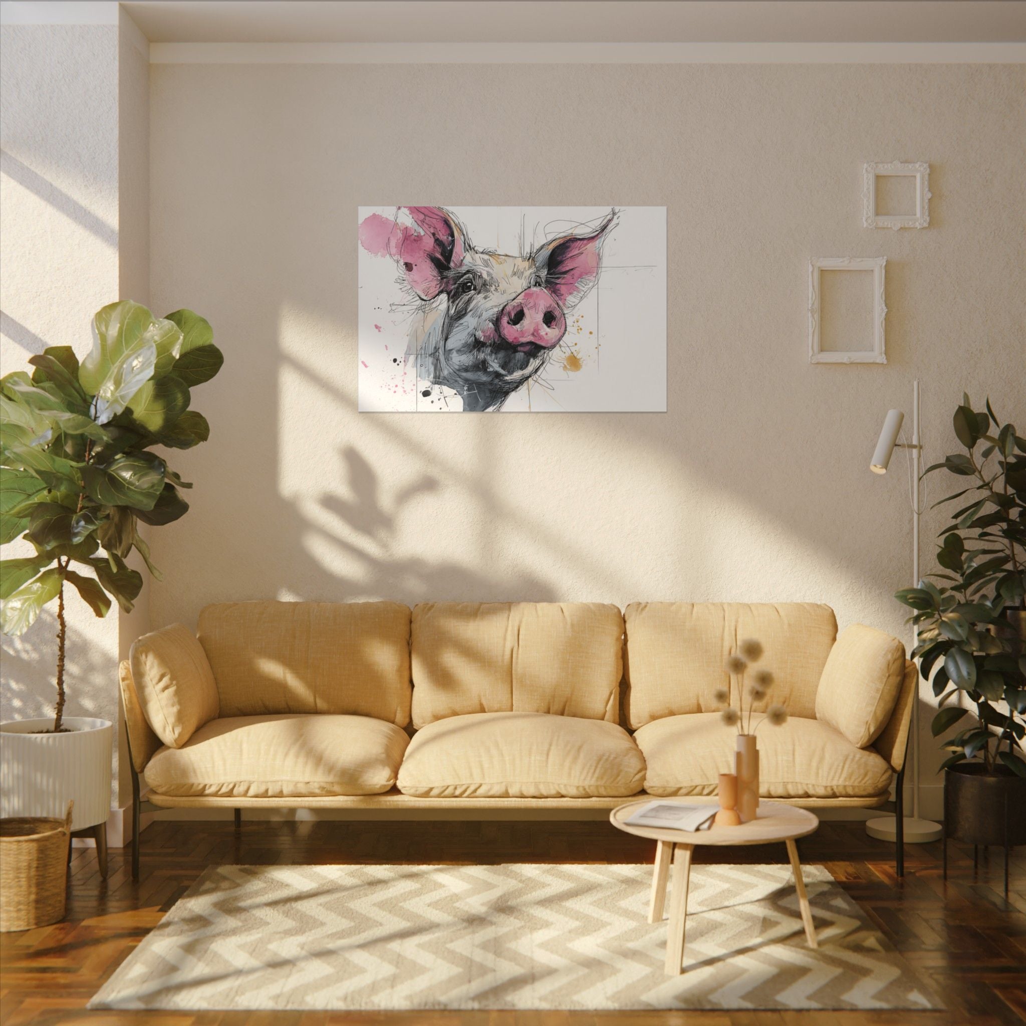 Whimsical Pig Art Print - Playful Farmhouse Decor