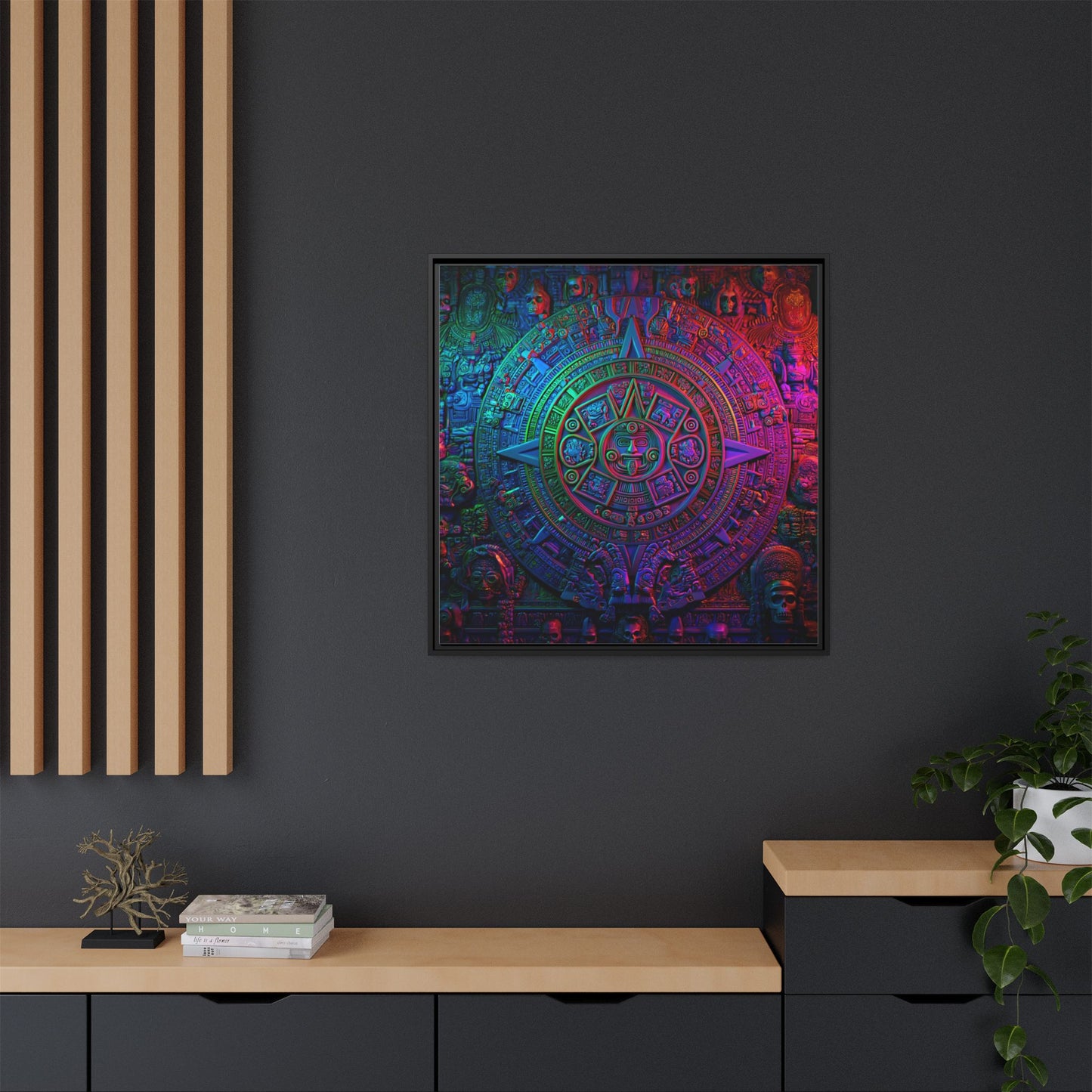 Aztec Mandala Wall Art - Colorful Cultural Decor